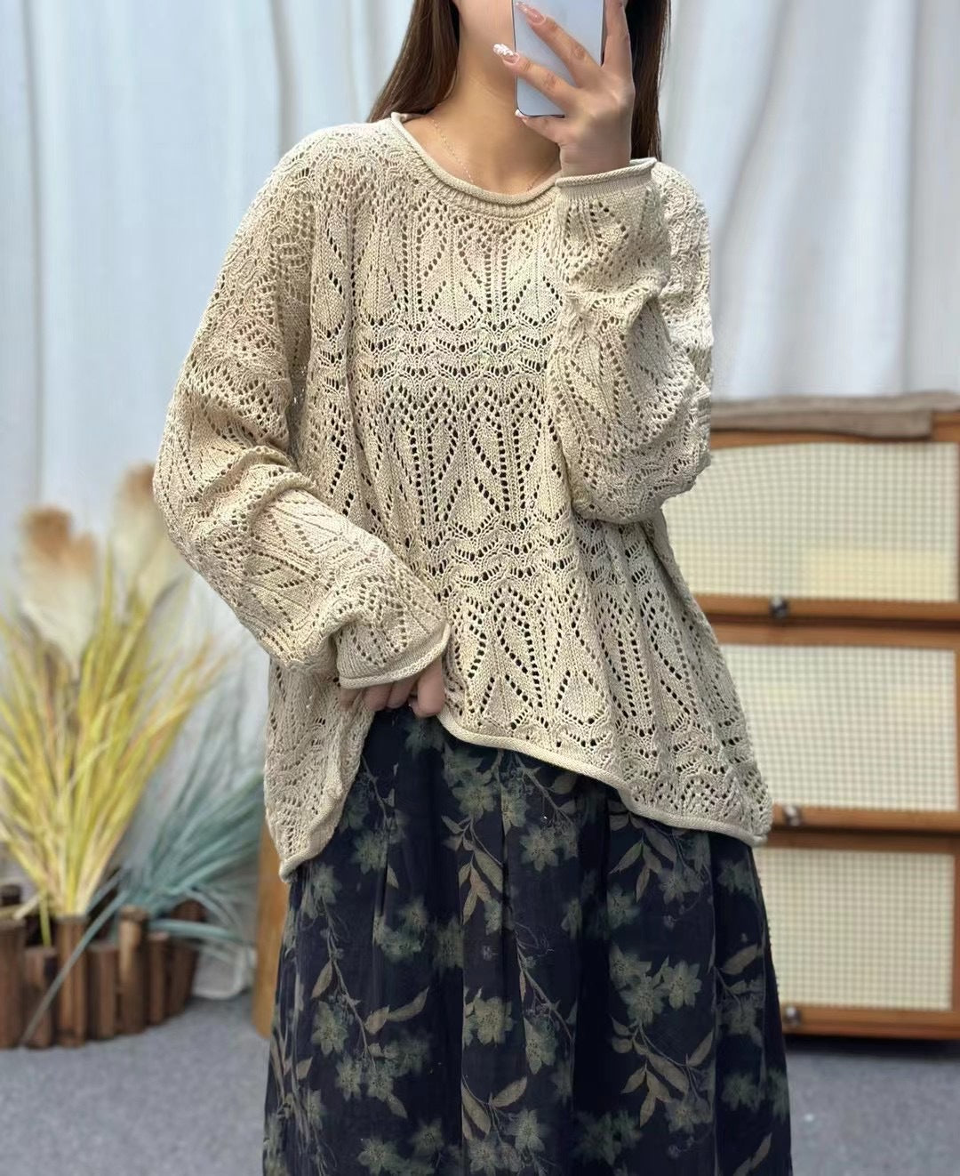 Vintage Loose Irregular Hollow Sweater