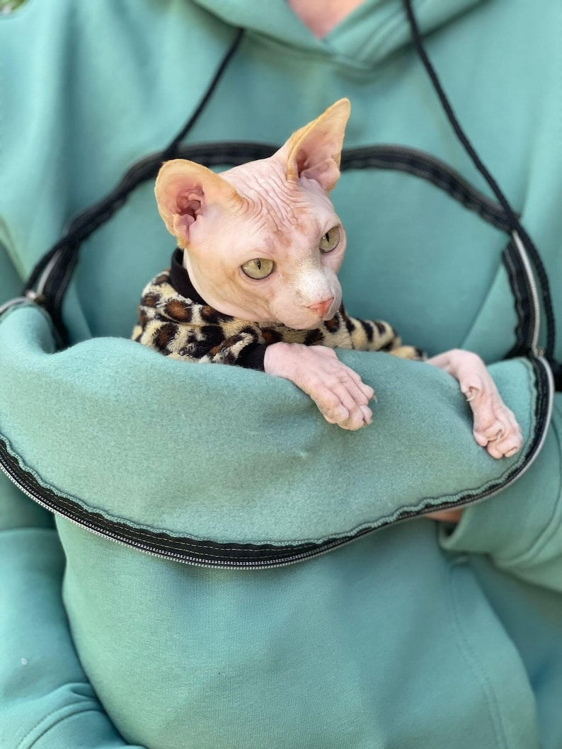 Pet Carrier Hoodie: Cat & Dog Travel Sling, Pocket Pet Storage