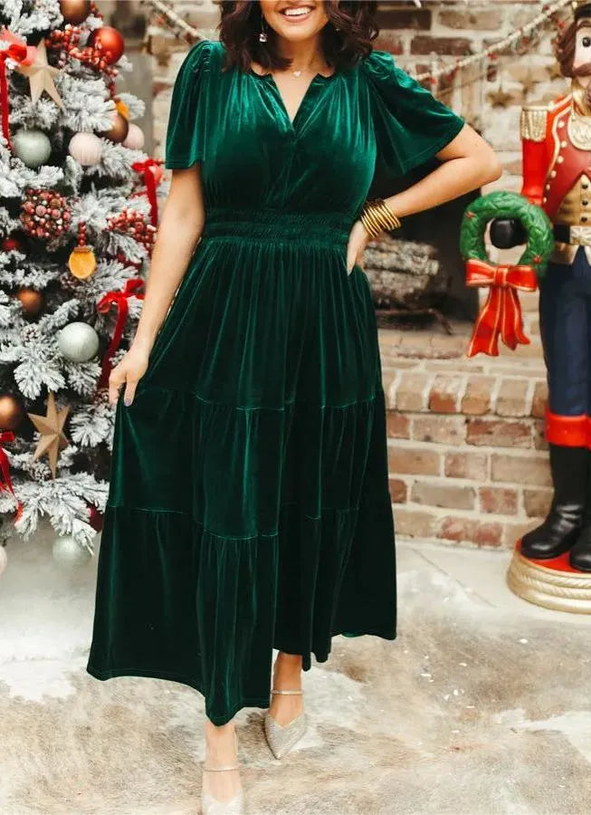Black Friday Sale 80% OFF✨Velvet Tiered  Maxi Dress (Buy 2 Free Shipping)
