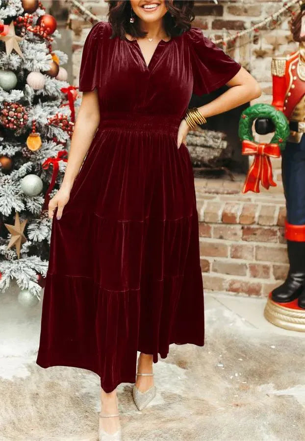 Black Friday Sale 80% OFF✨Velvet Tiered  Maxi Dress (Buy 2 Free Shipping)