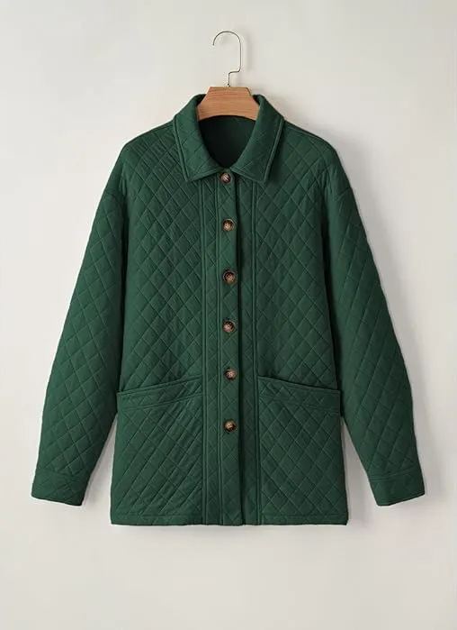 Women's  Casual Button Down Long Sleeve Quilted Jackets 