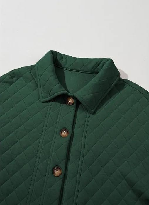 Women's  Casual Button Down Long Sleeve Quilted Jackets 