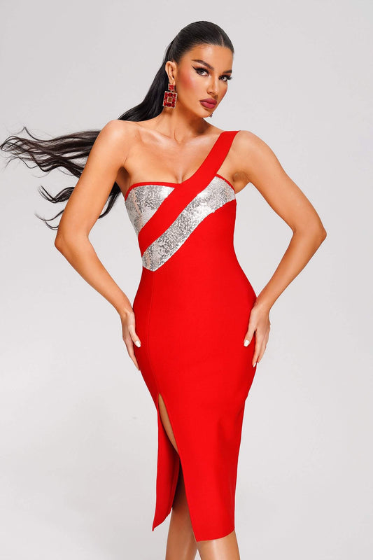 Vafey Sequin Midi Bandage Dress - Bellabarnett