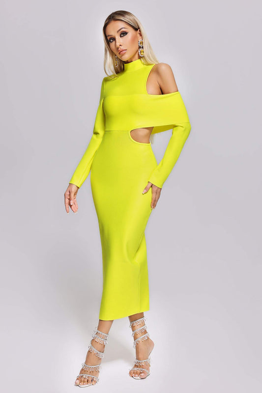 Zalca Cutout Maxi Bandage Dress - Yellow