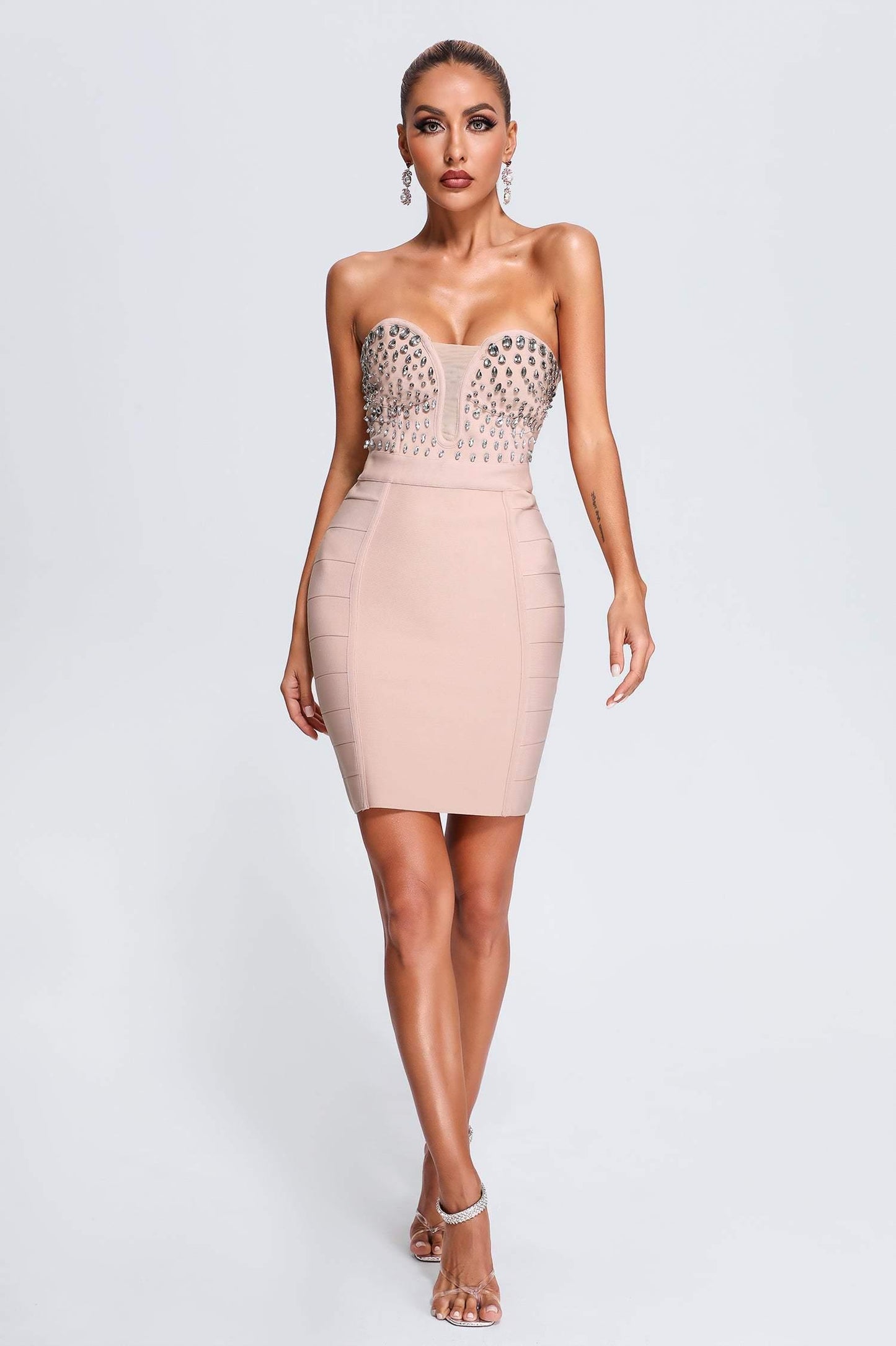 Reagan Diamonate Mini Bandage Dress - Bellabarnett