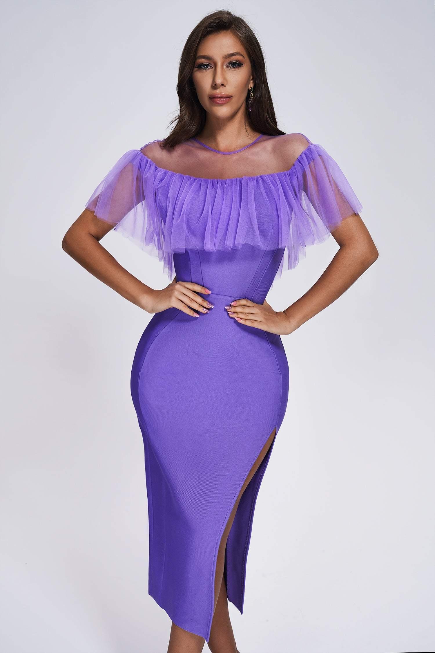 Clavry Mesh Midi Bandage Dress - Bellabarnett