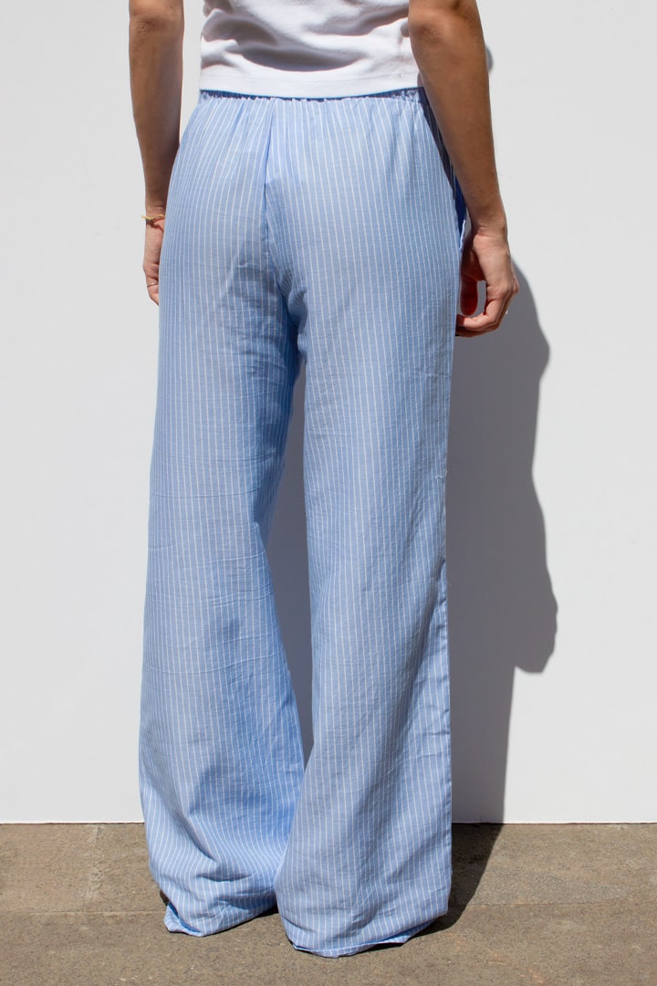 Striped Cotton And Linen Print Drawstring High Waist Straight Casual Pants (Buy 2 Free Shipping)