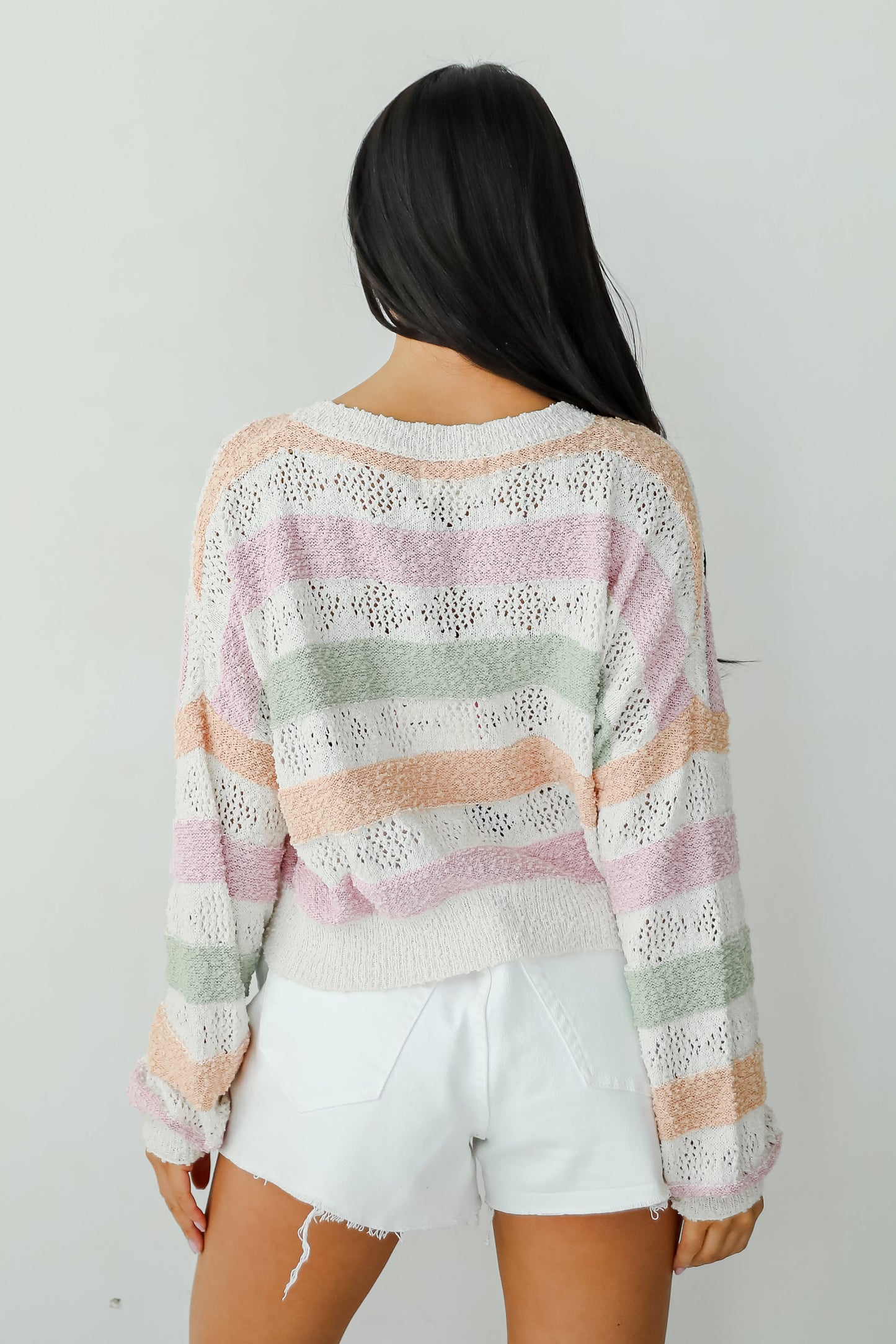 Cute Allure Beige Striped Lightweight Knit Sweater