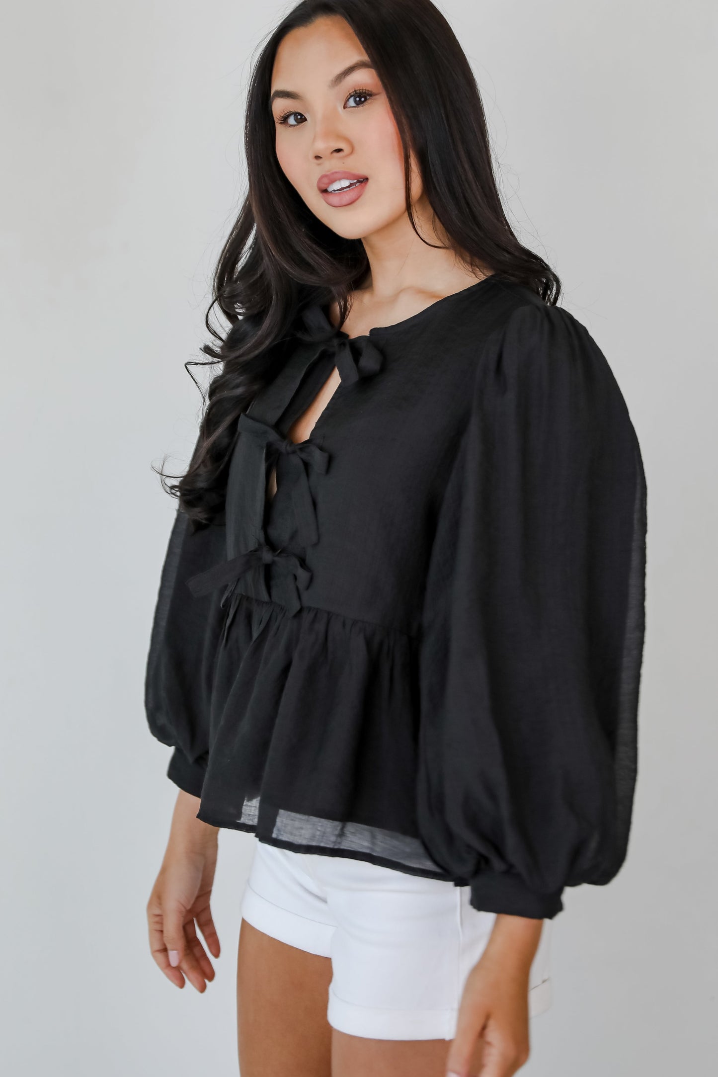 Sweet Definition Black Bow Blouse
