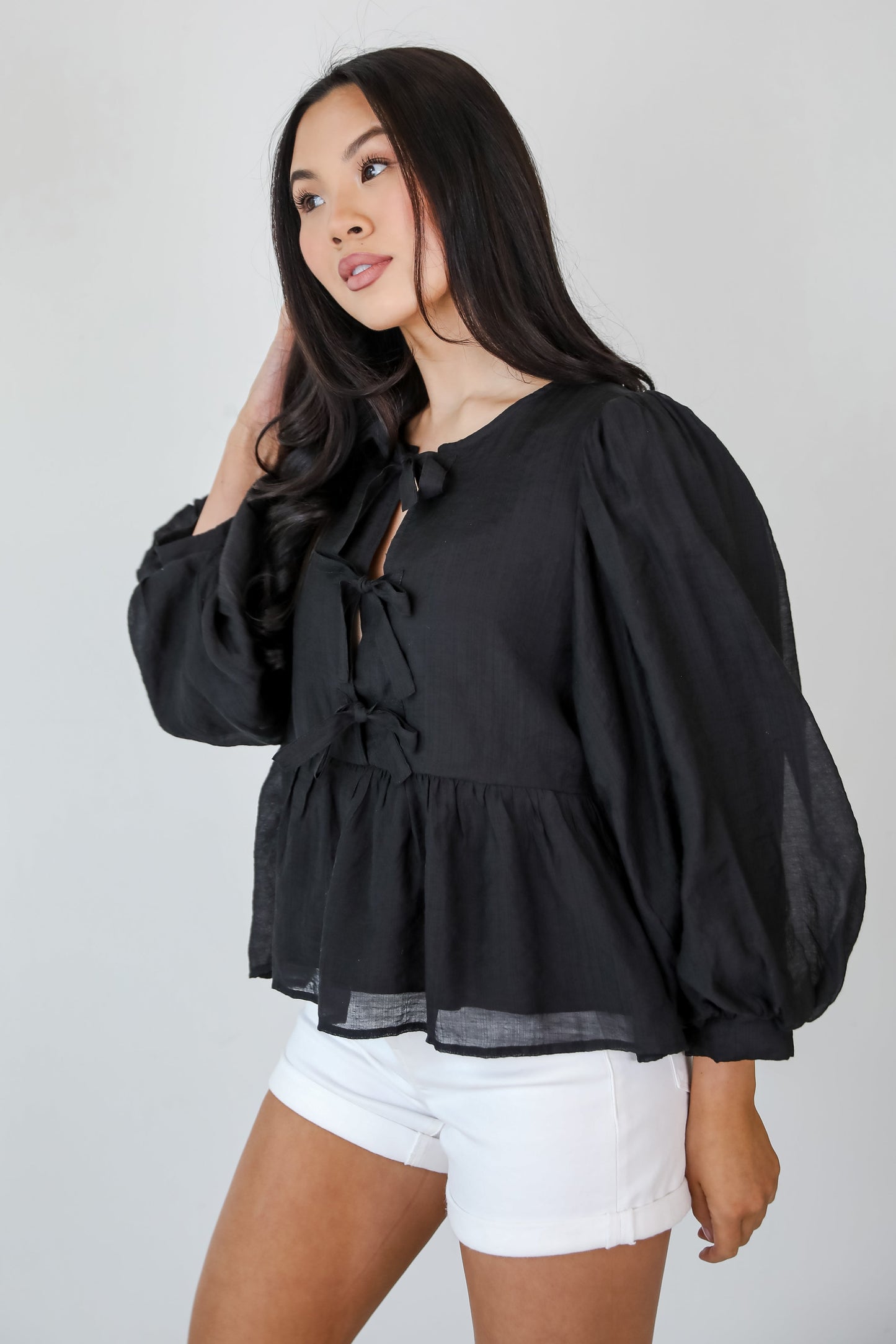 Sweet Definition Black Bow Blouse