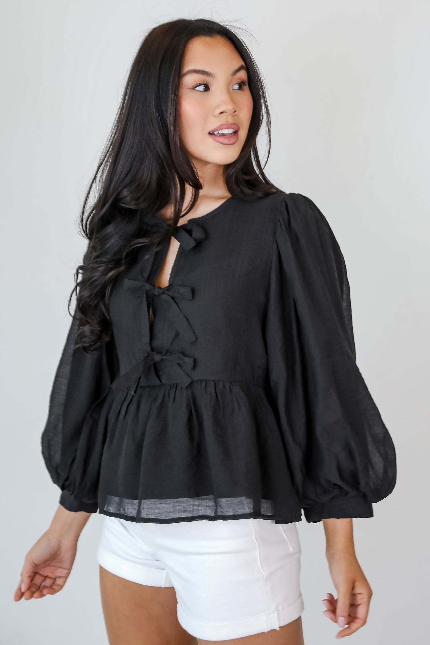 Sweet Definition Black Bow Blouse