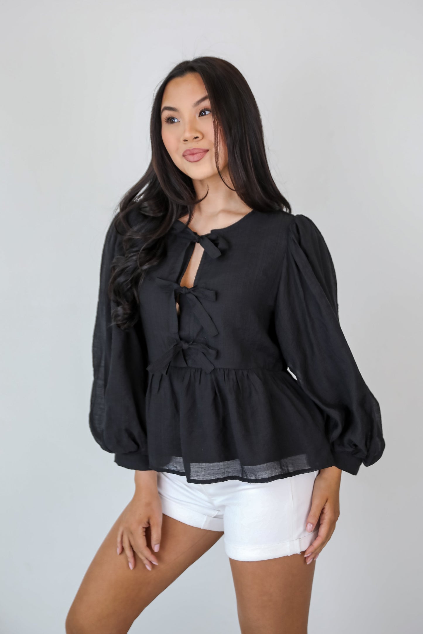 Sweet Definition Black Bow Blouse