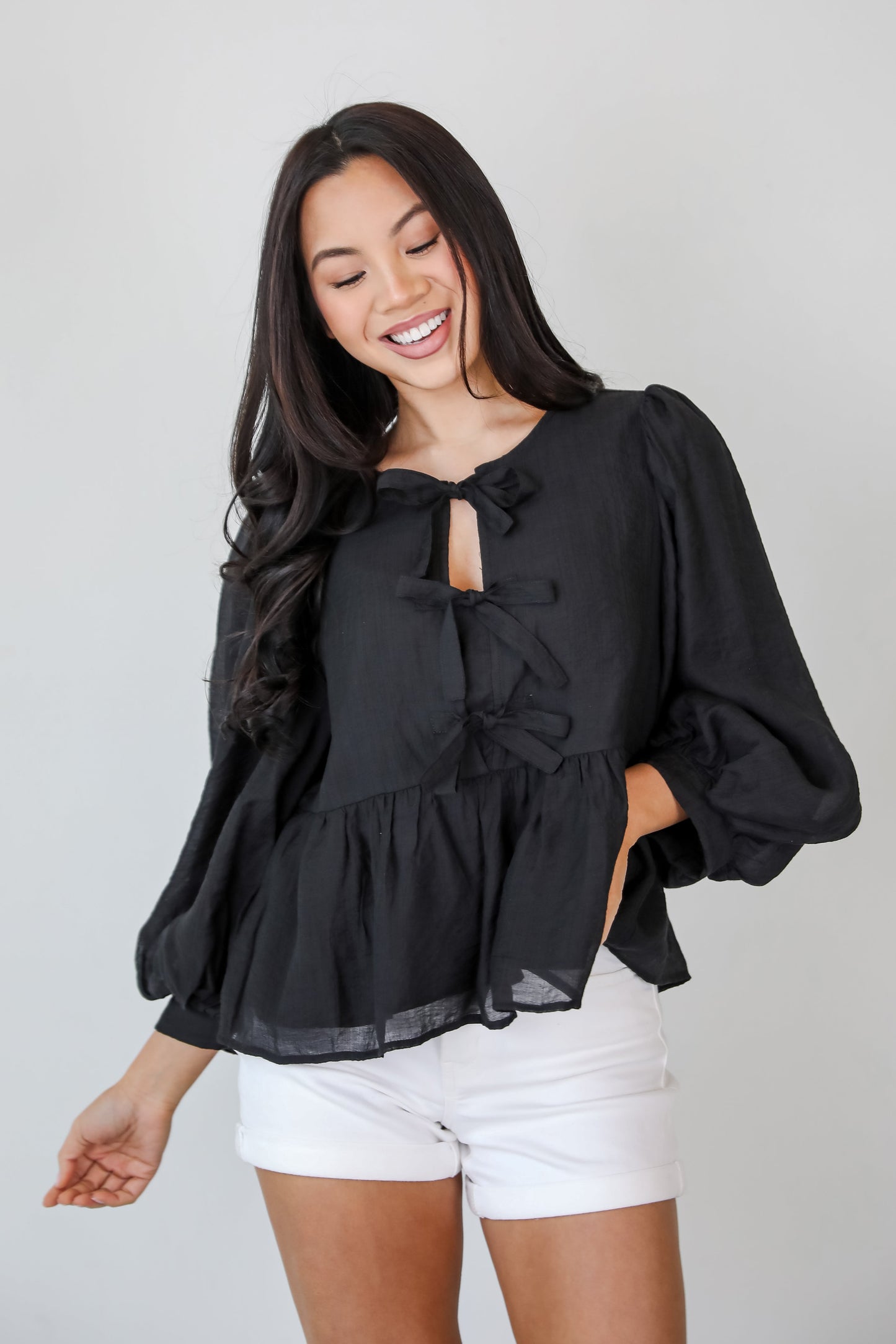 Sweet Definition Black Bow Blouse