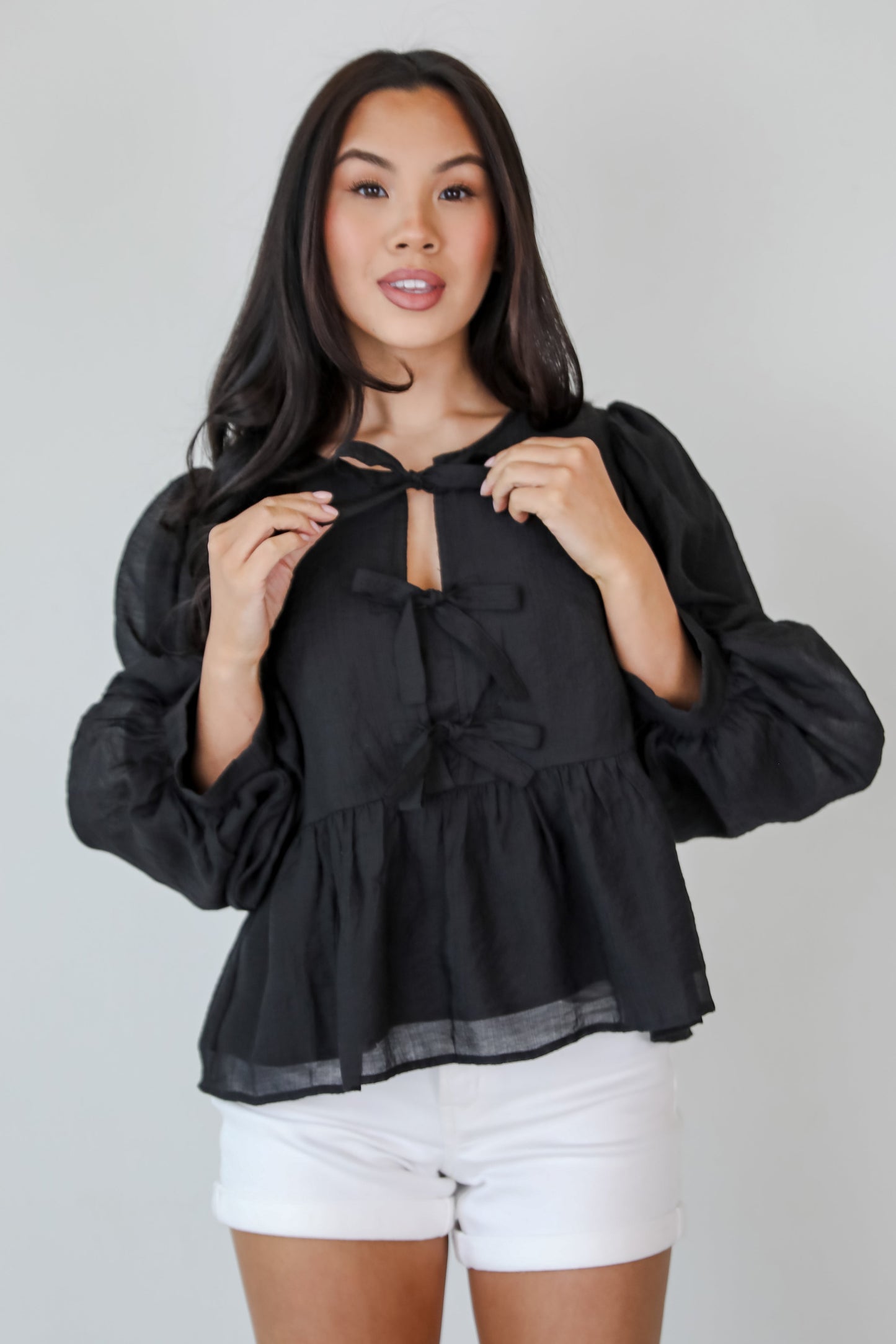 Sweet Definition Black Bow Blouse