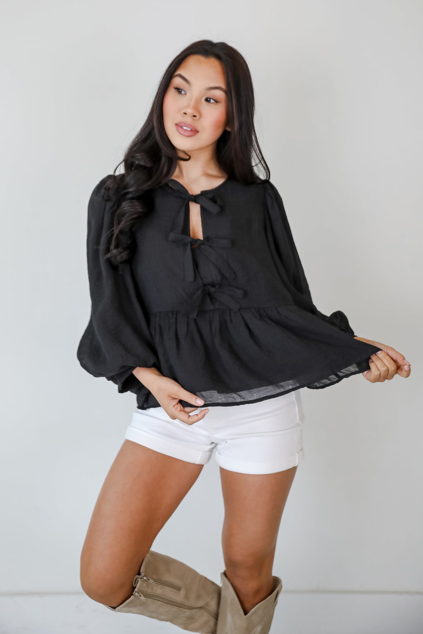 Sweet Definition Black Bow Blouse