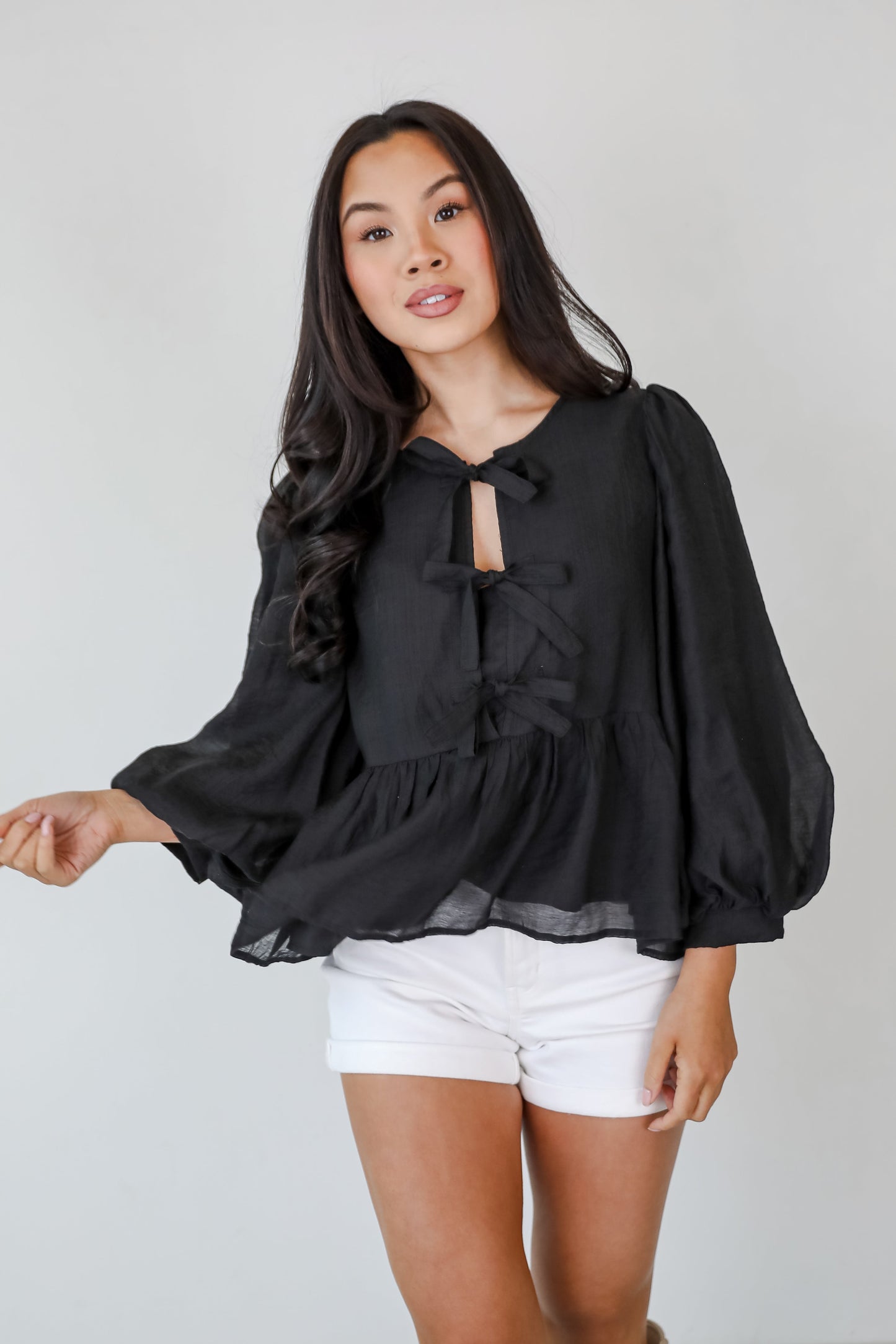 Sweet Definition Black Bow Blouse