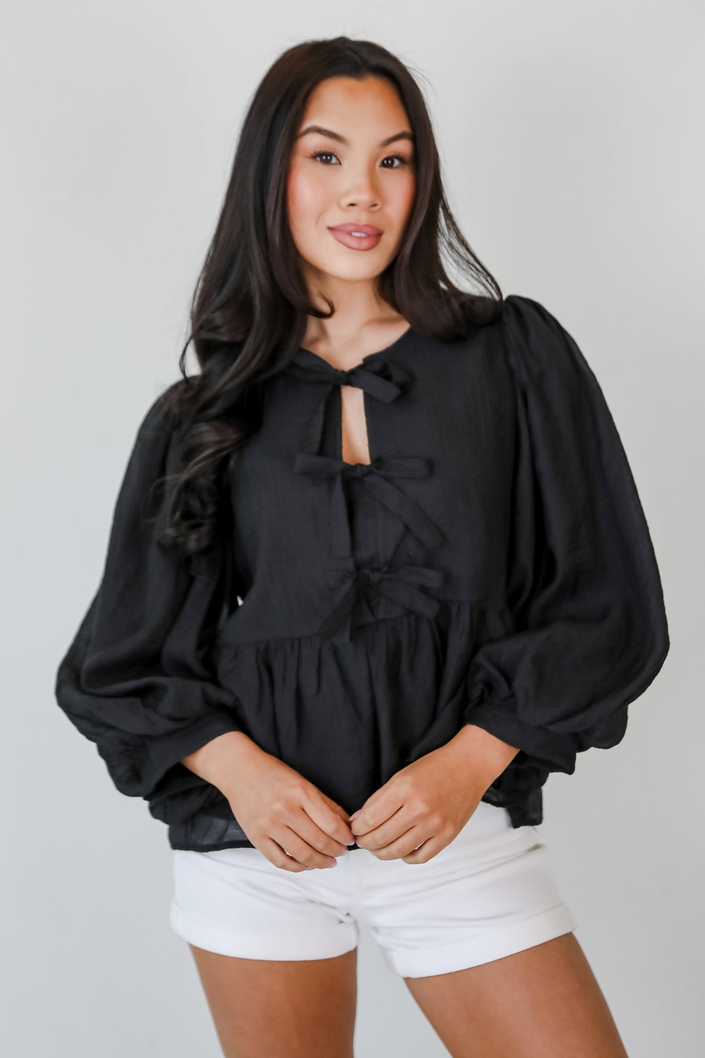 Sweet Definition Black Bow Blouse