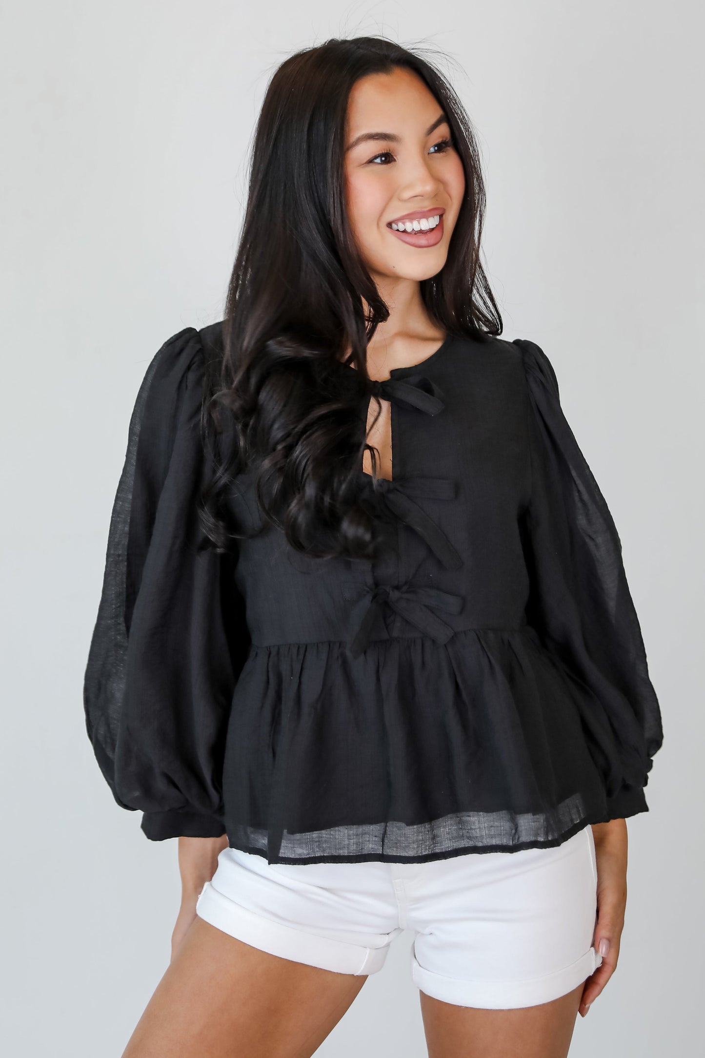 Sweet Definition Black Bow Blouse