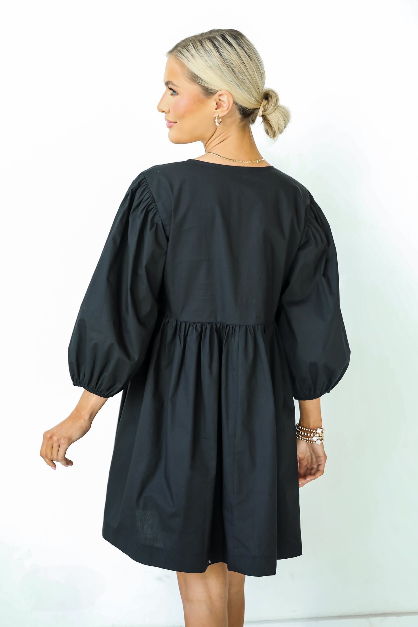 Cute Definition Black Bow Babydoll Mini Dress