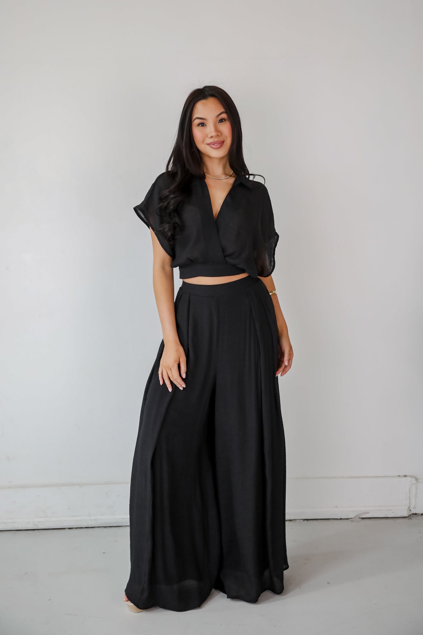 Delightful Direction Black Cropped Blouse - DU DEAL