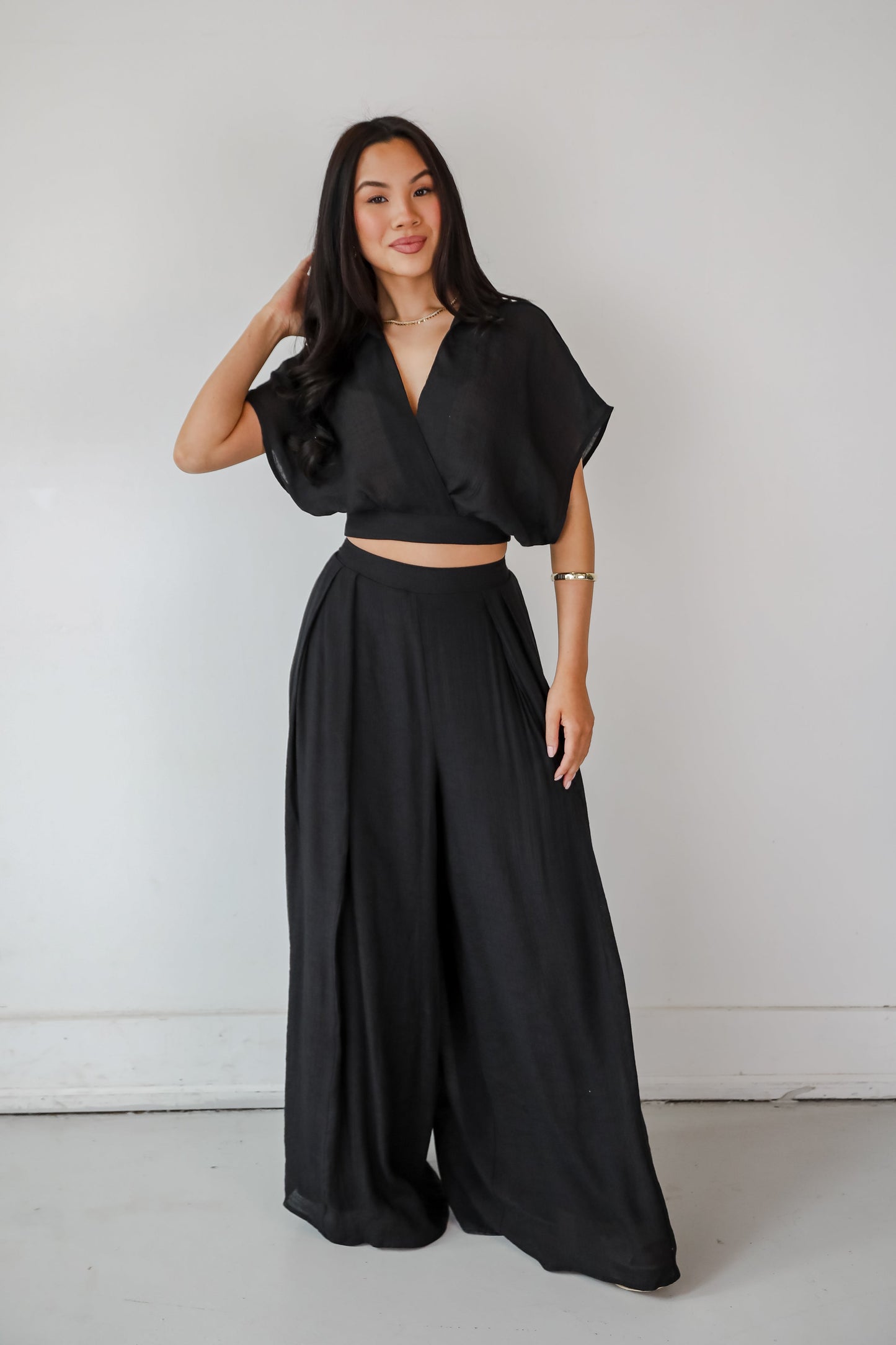 Delightful Direction Black Cropped Blouse - DU DEAL