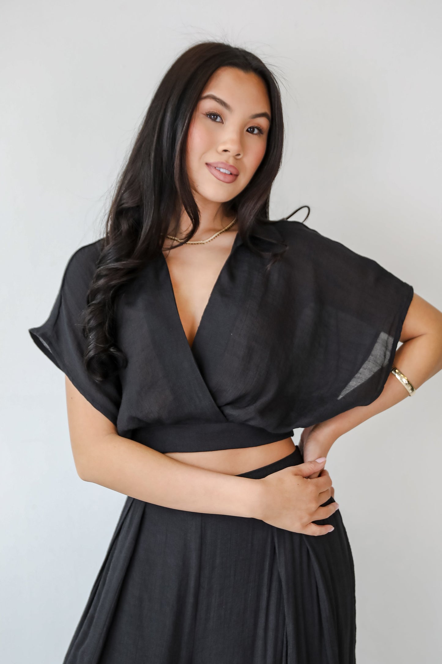 Delightful Direction Black Cropped Blouse - DU DEAL