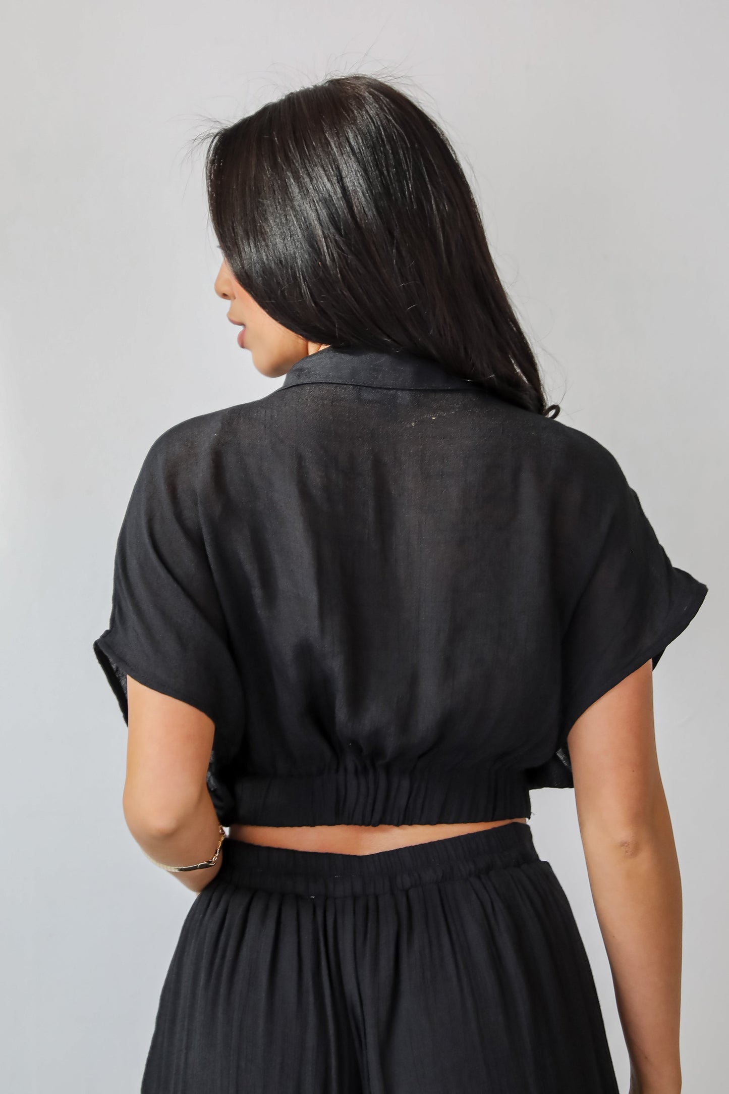 Delightful Direction Black Cropped Blouse - DU DEAL
