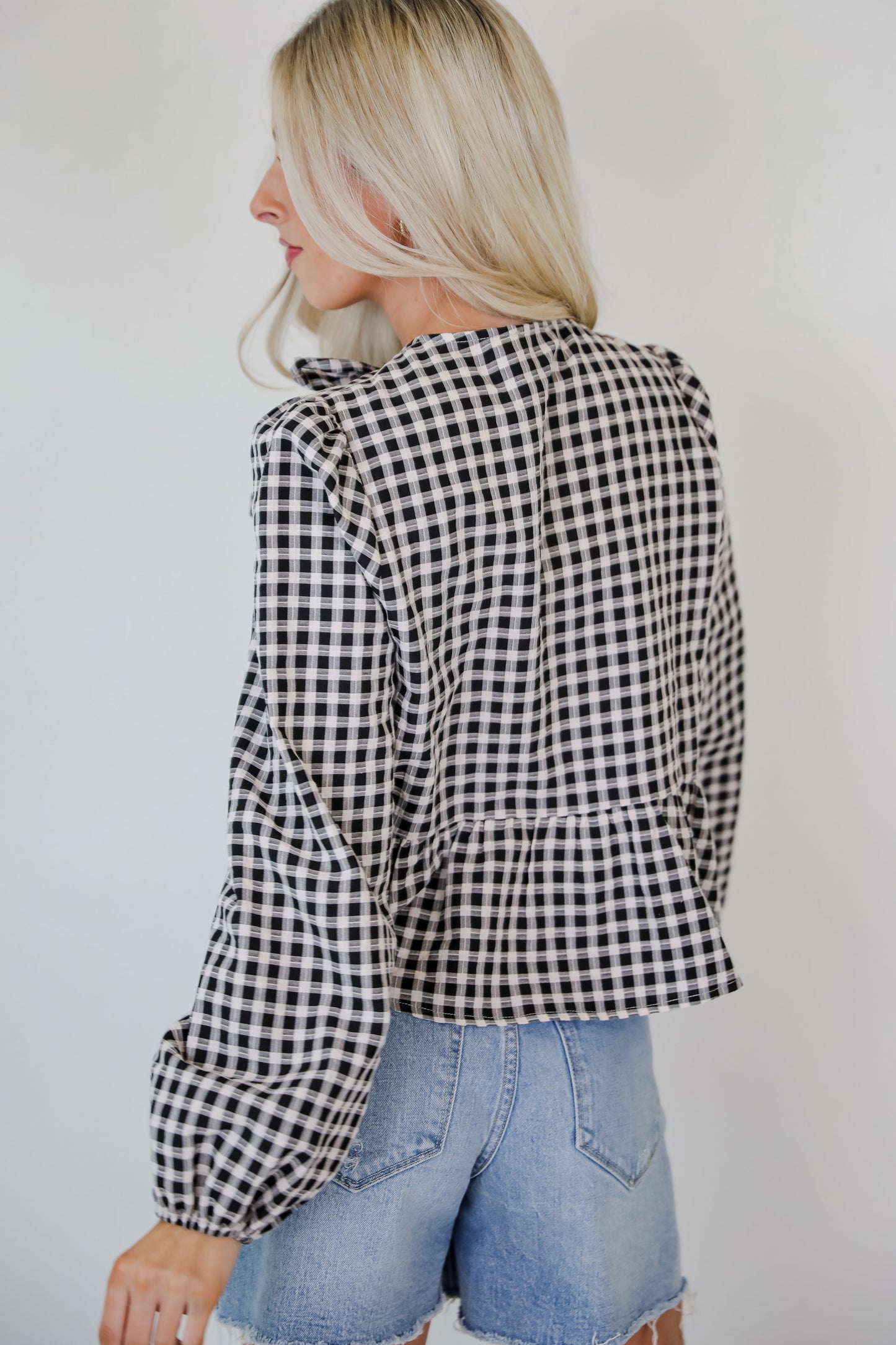 Cutest Intentions Black Gingham Bow Blouse