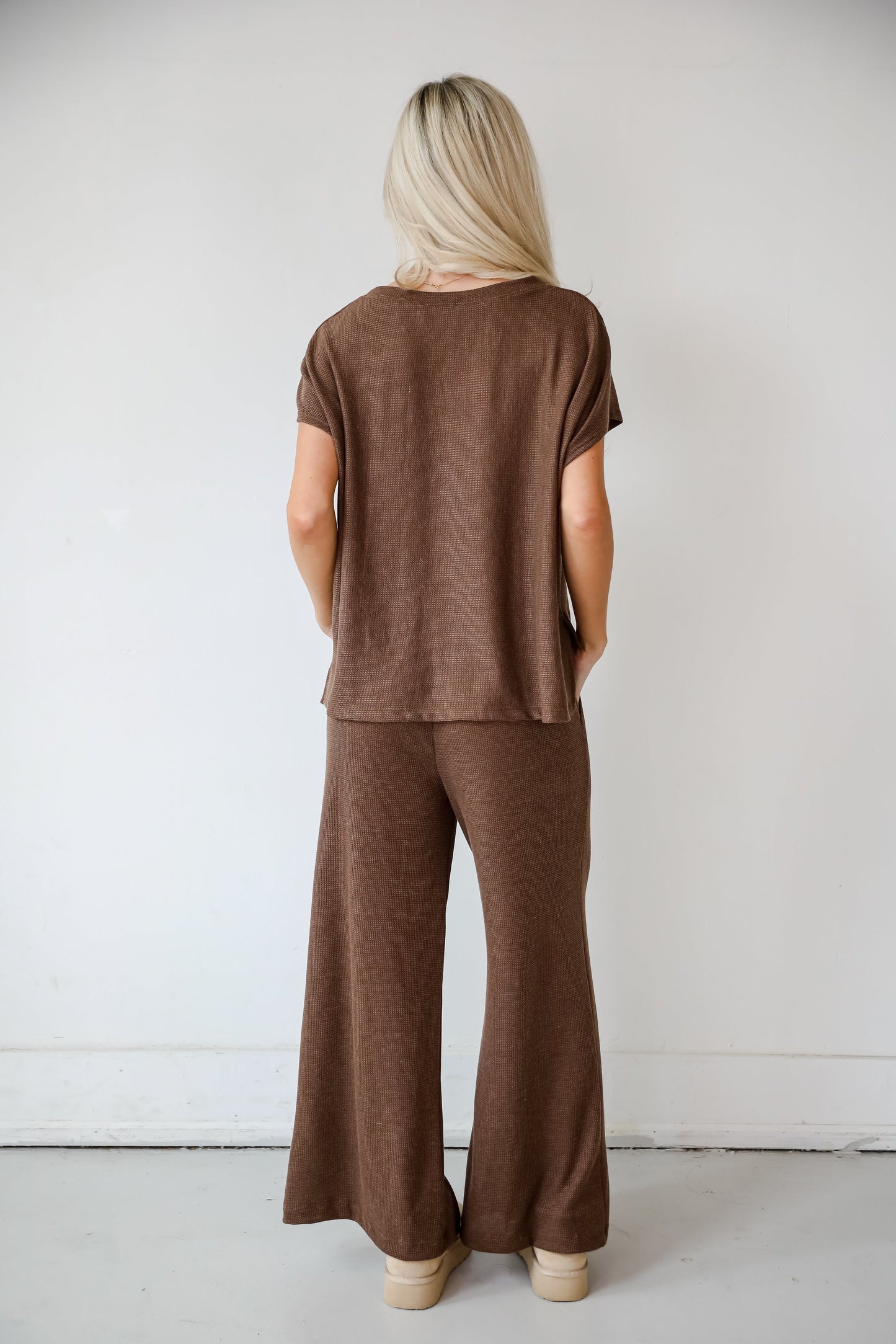 Cuddly Attitude Brown Waffle Knit Pants
