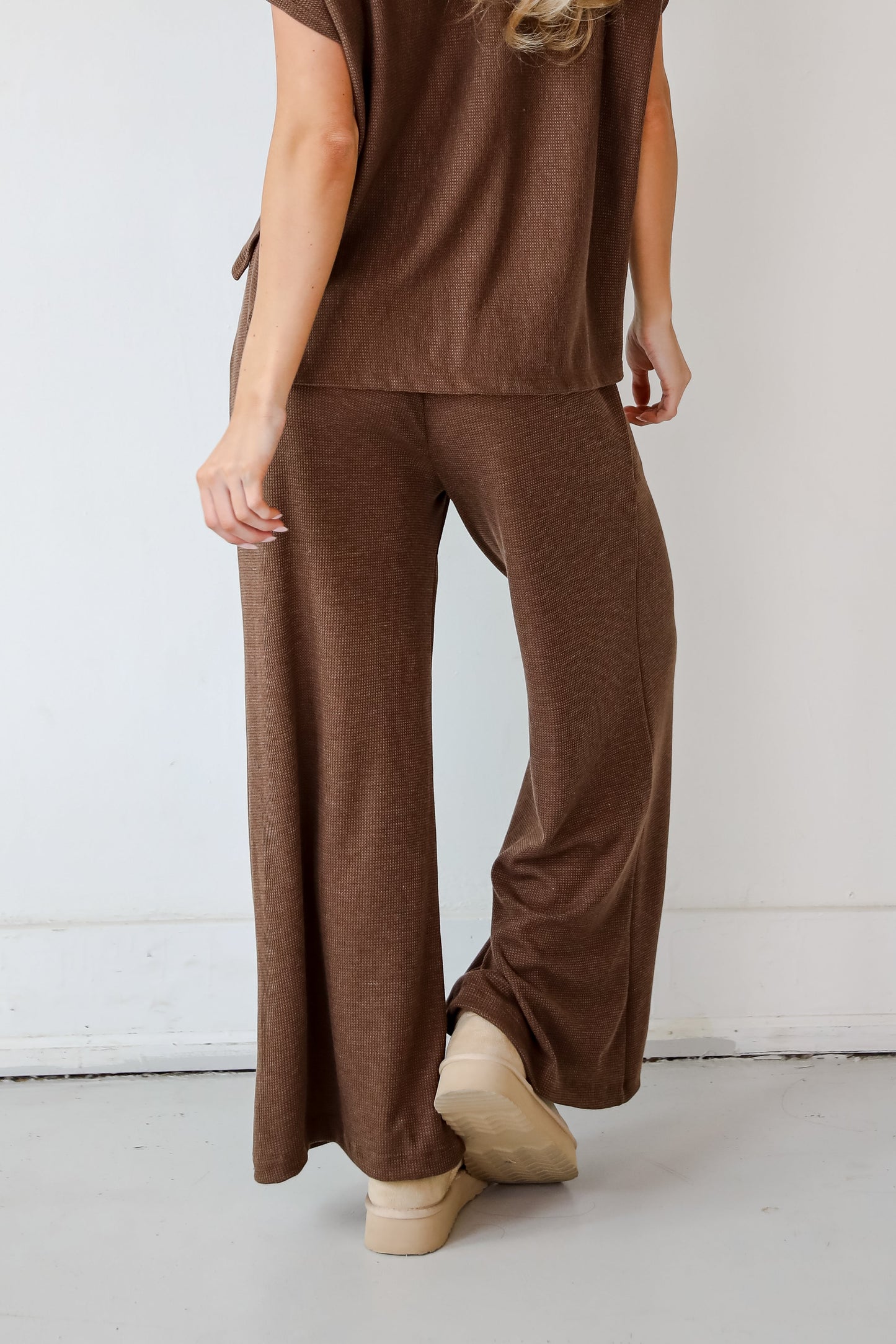Cuddly Attitude Brown Waffle Knit Pants