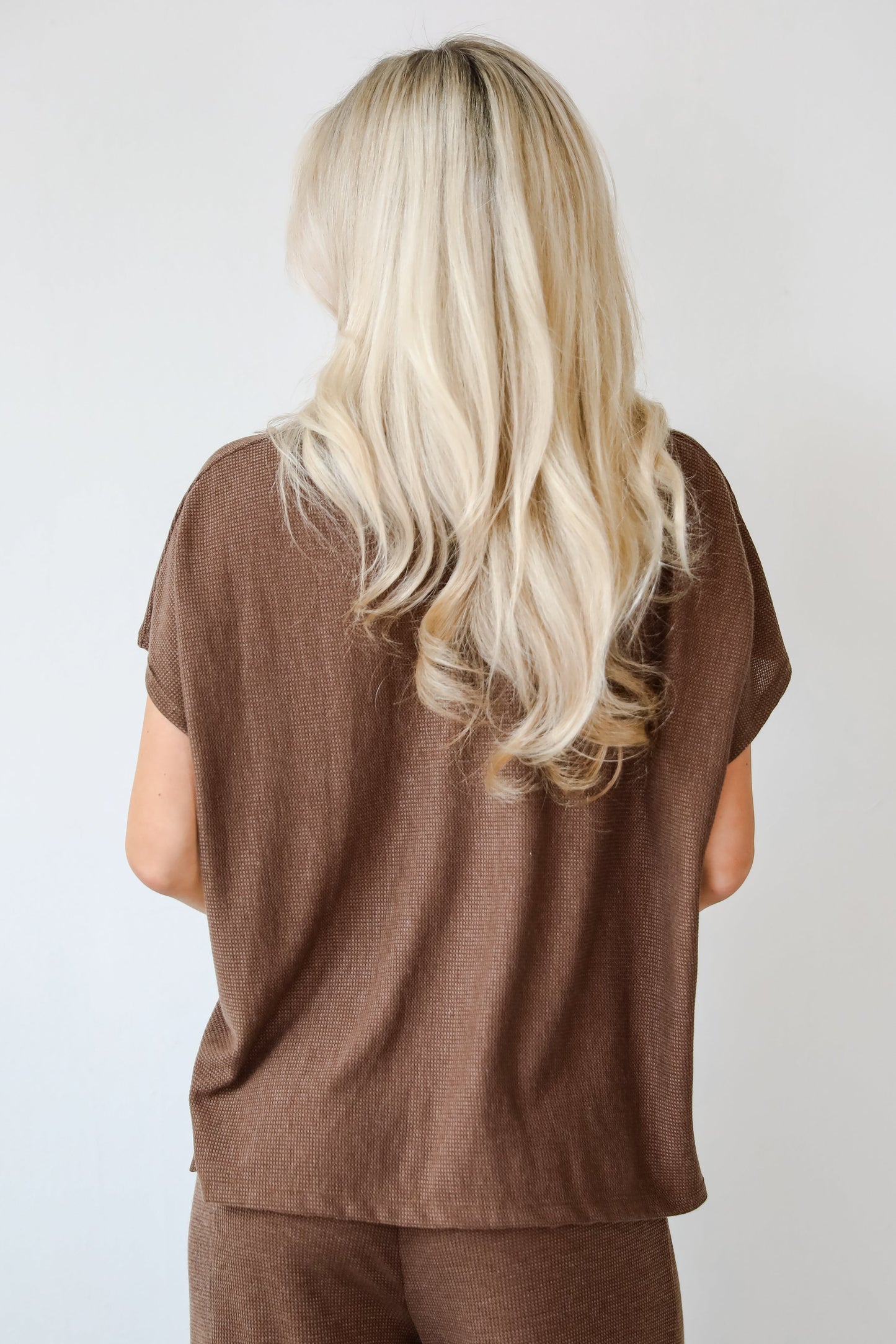 Cuddly Attitude Brown Waffle Knit Tee