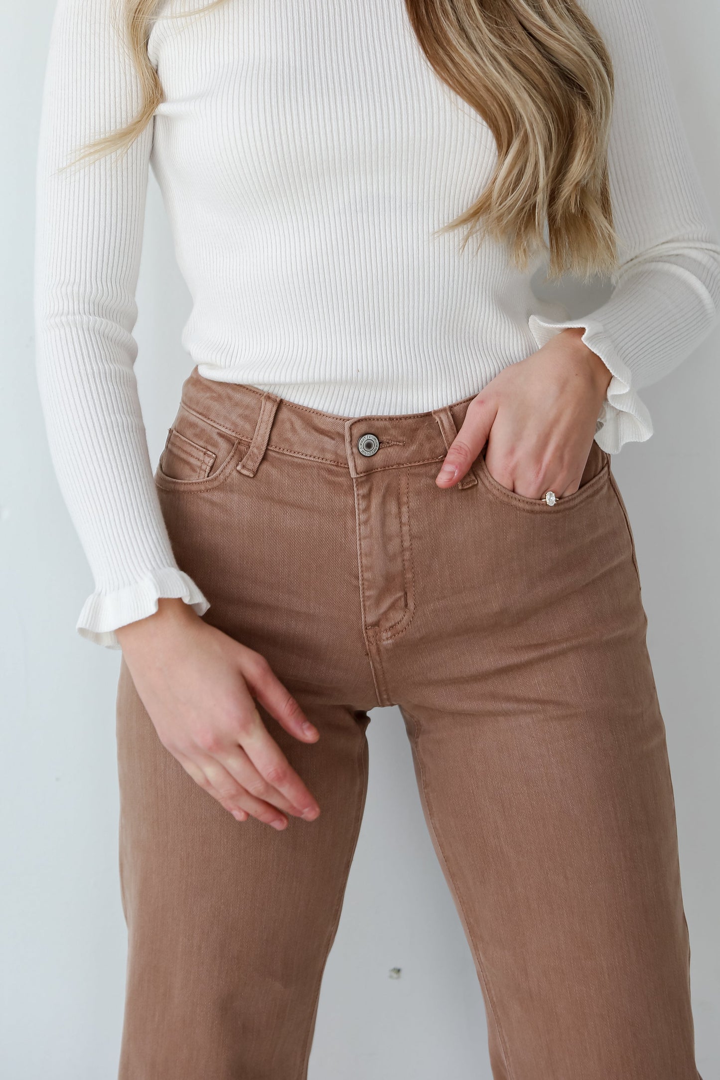 FINAL SALE - Olivia Chocolate Brown Wide Leg Jeans