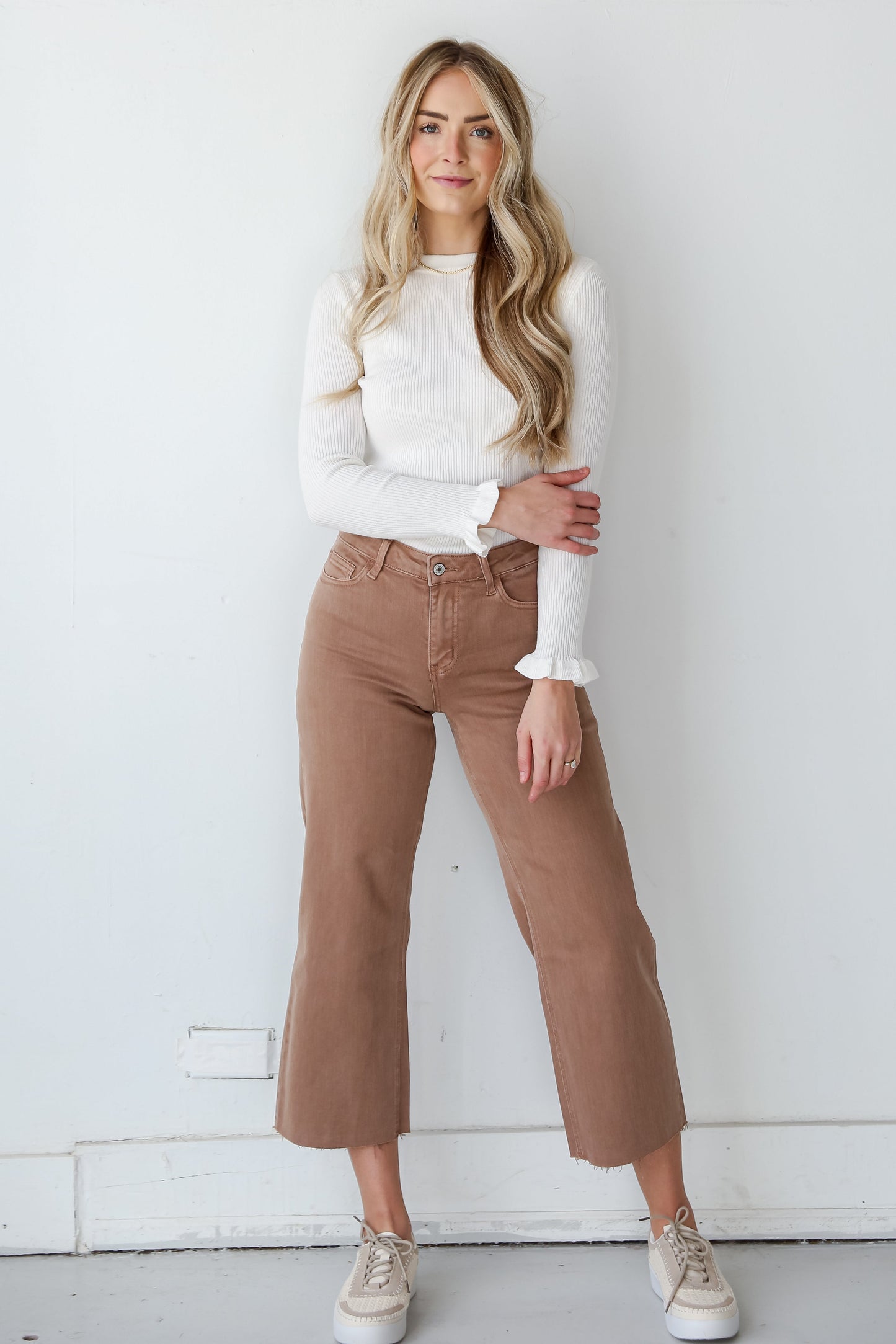 FINAL SALE - Olivia Chocolate Brown Wide Leg Jeans