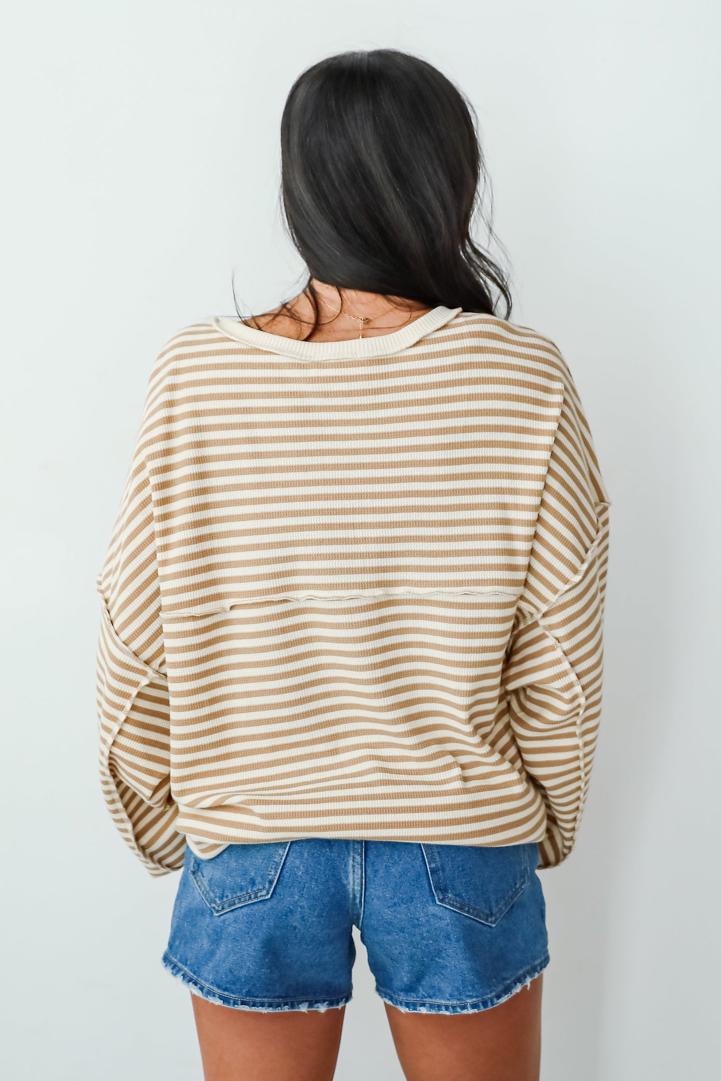 Enviably Cozy Striped Oversized Waffle Knit Top