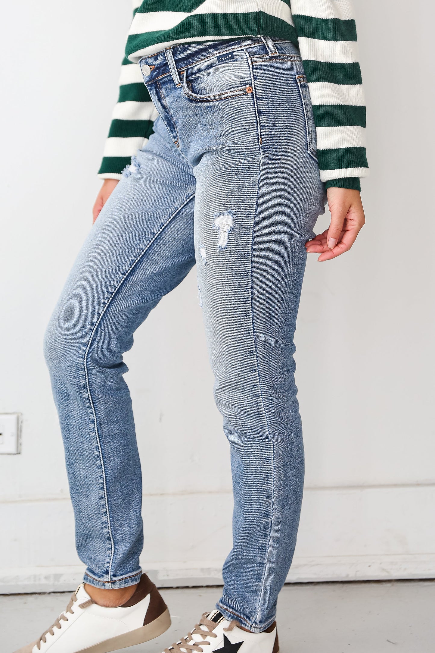 FINAL SALE - Certified Coolest Light Wash Distressed Slim Jeans