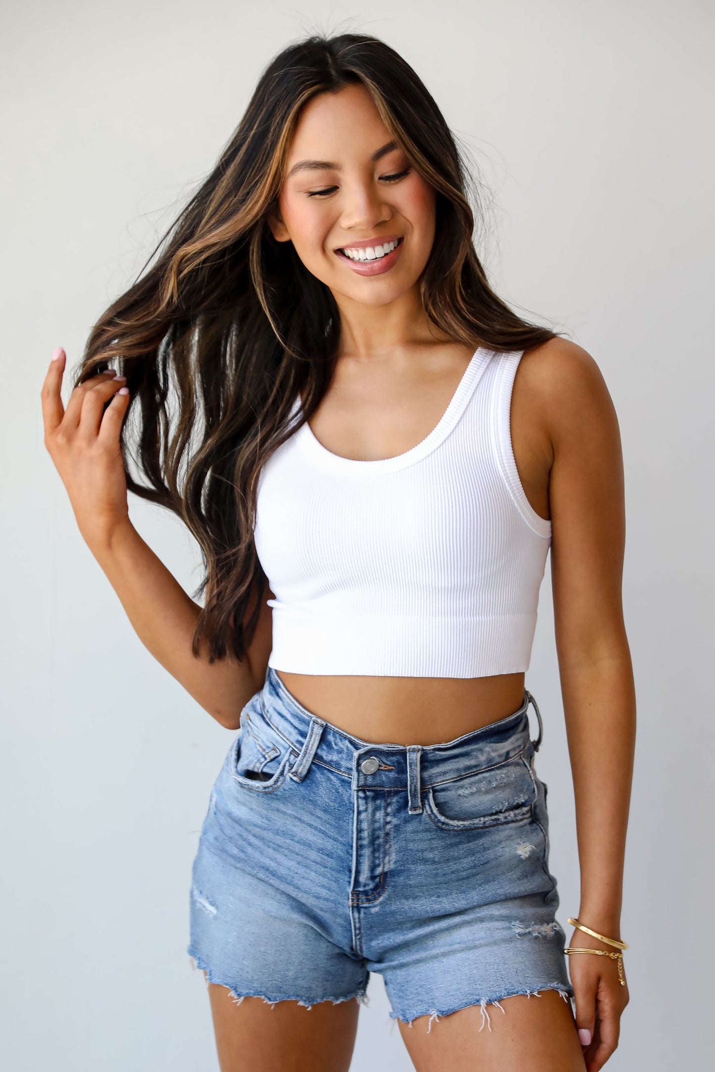 Gracie Light Wash Distressed Denim Shorts