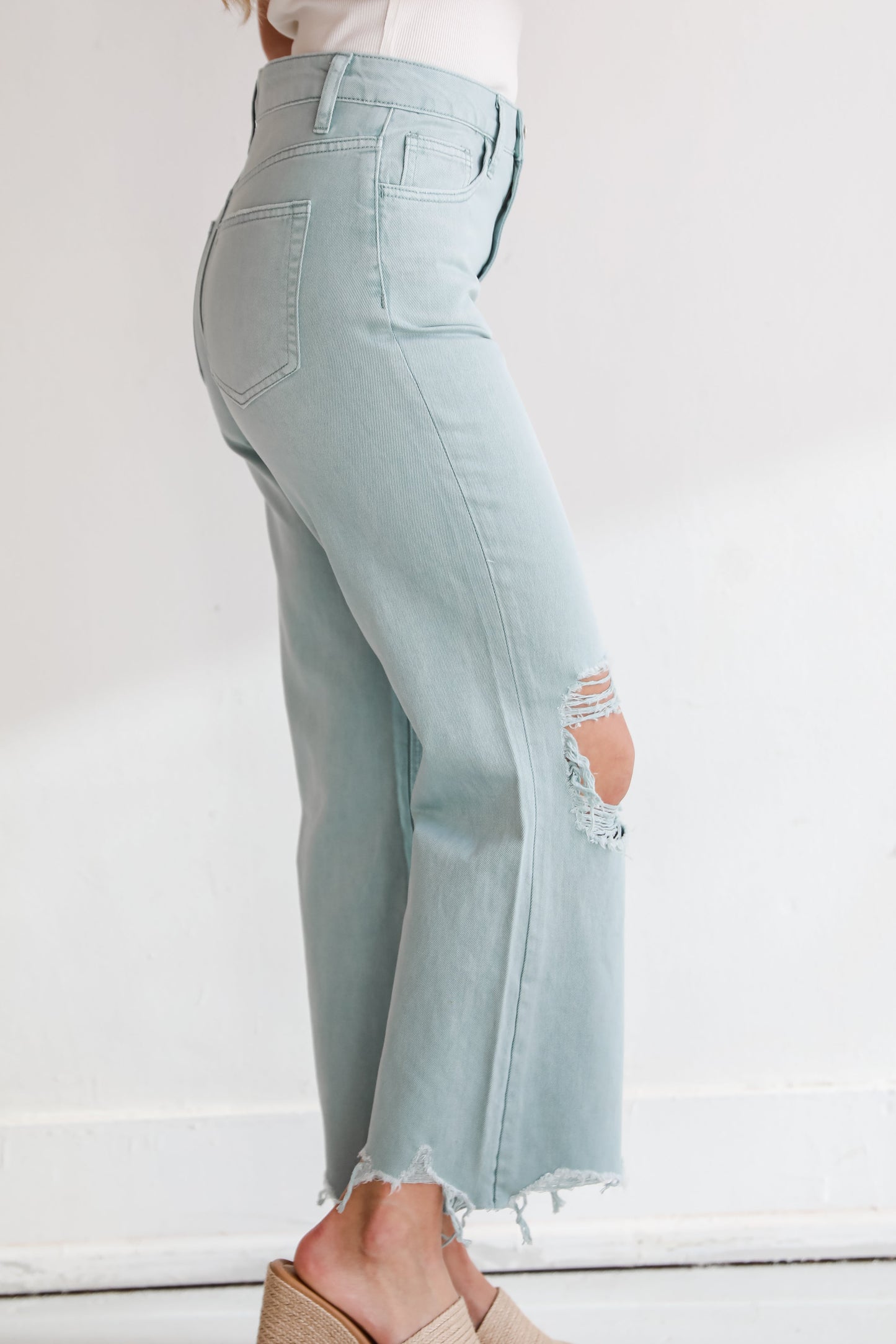 FINAL SALE - Becca Light Blue Distressed Flare Jeans