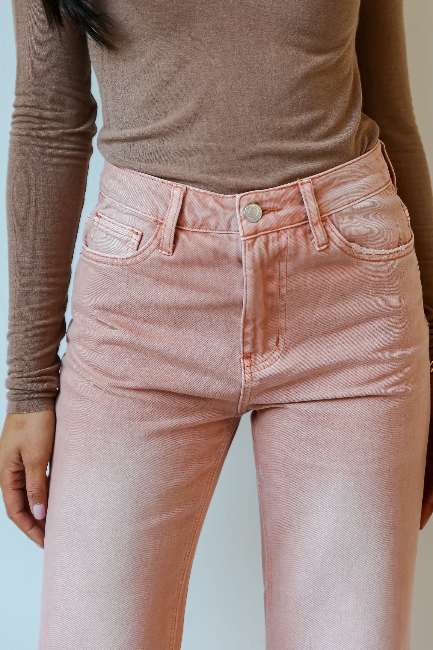 FINAL SALE - Number One Choice Mauve Distressed Flare Jeans