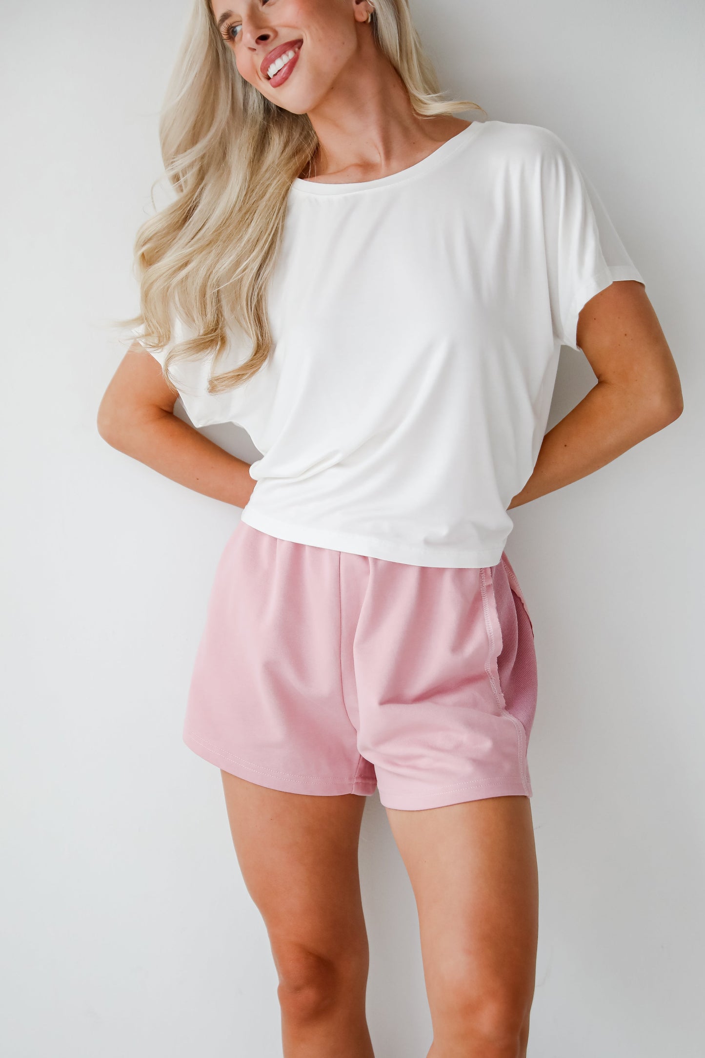Relaxing Perfection Blush Knit Shorts