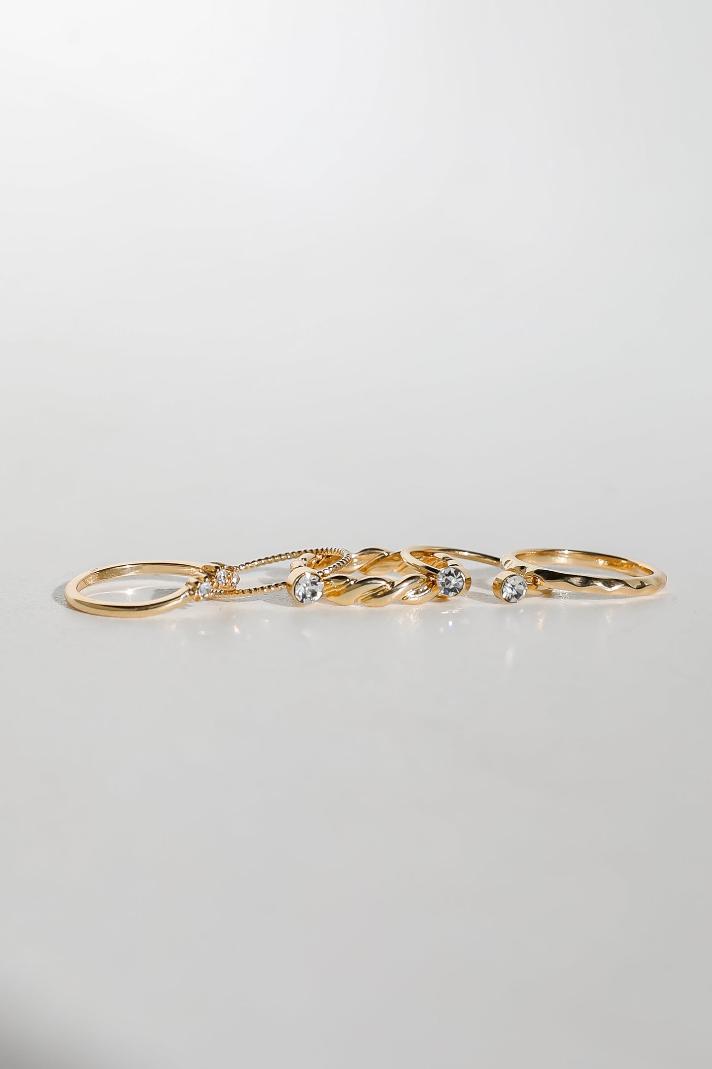 Maeve Gold Rhinestone Ring Set