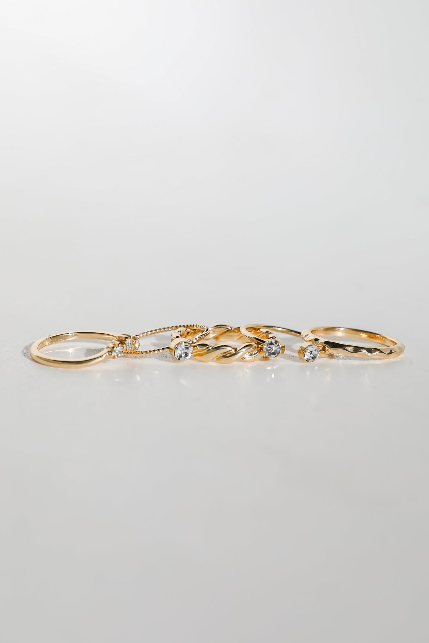 Maeve Gold Rhinestone Ring Set