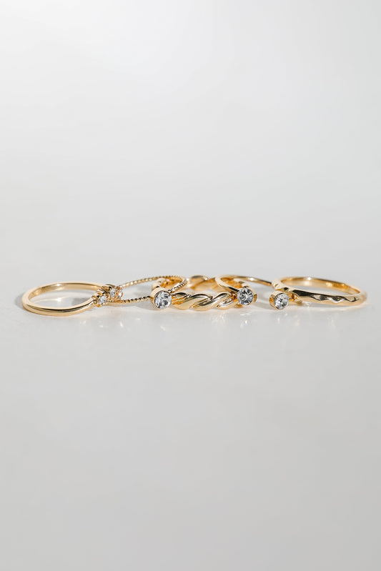 Maeve Gold Rhinestone Ring Set