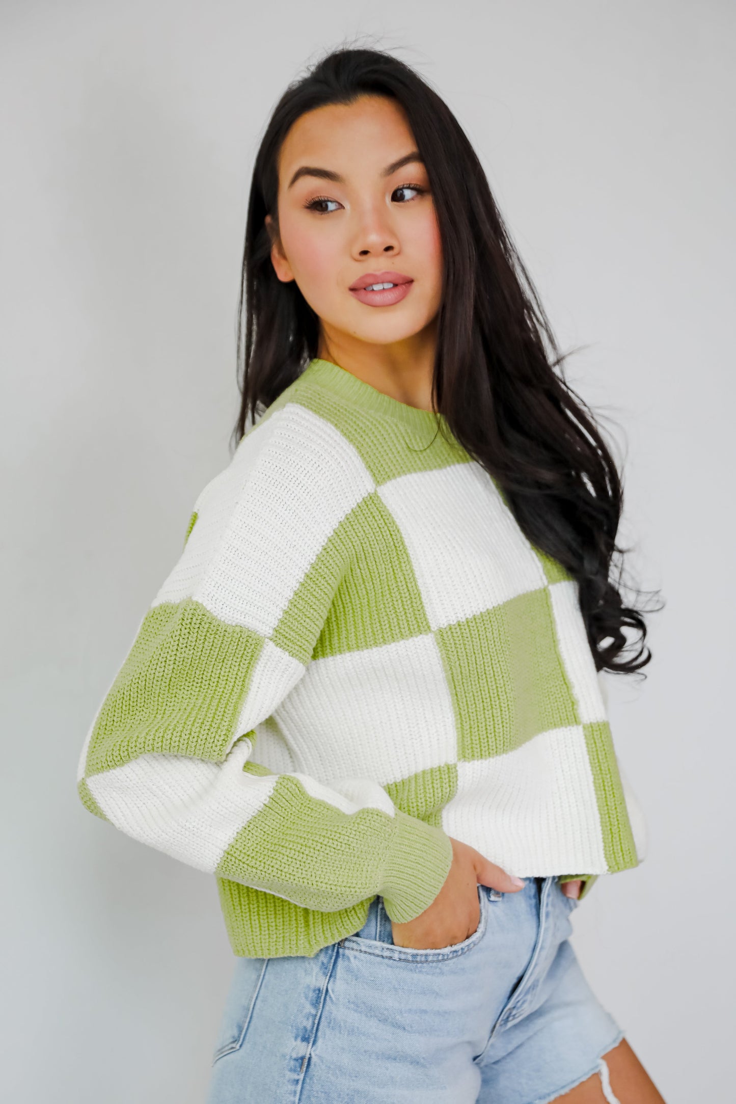 Precisely Adorable Checkered Sweater