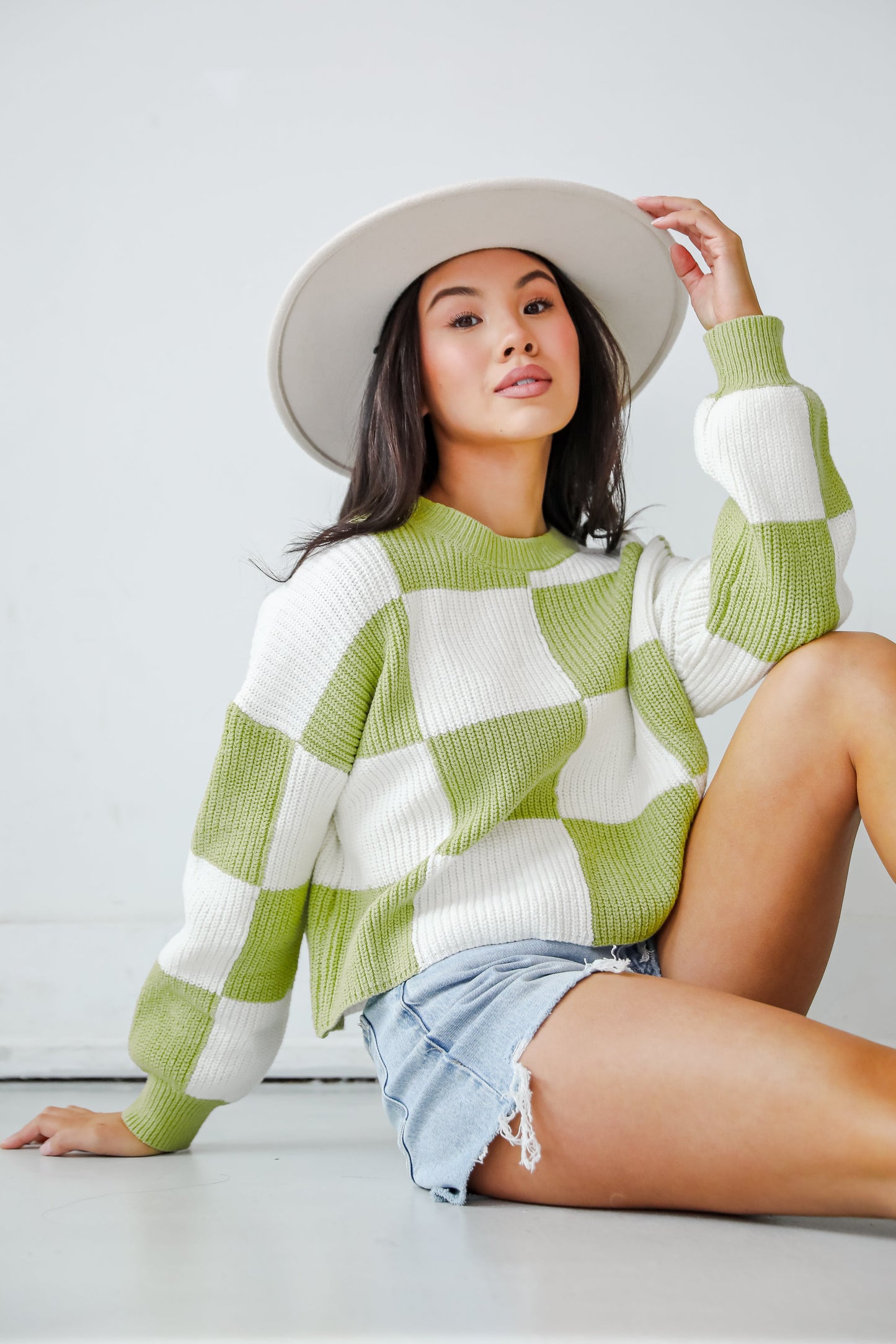 Precisely Adorable Checkered Sweater