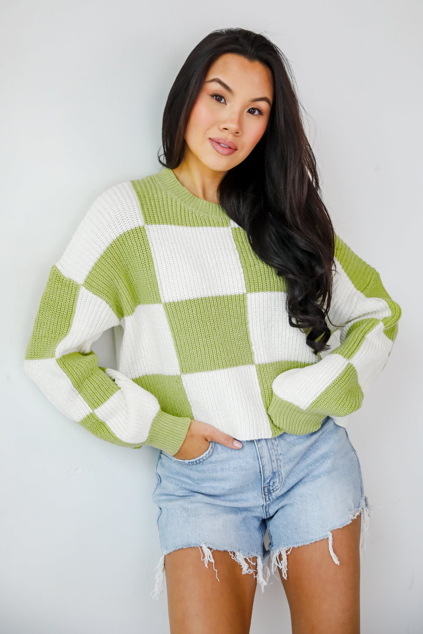 Precisely Adorable Checkered Sweater