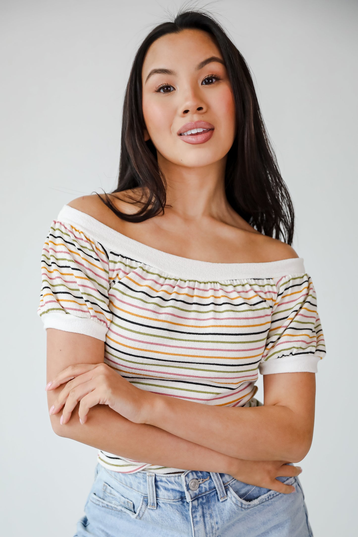 Beaming Perfection Ivory Striped Top - DU DEAL