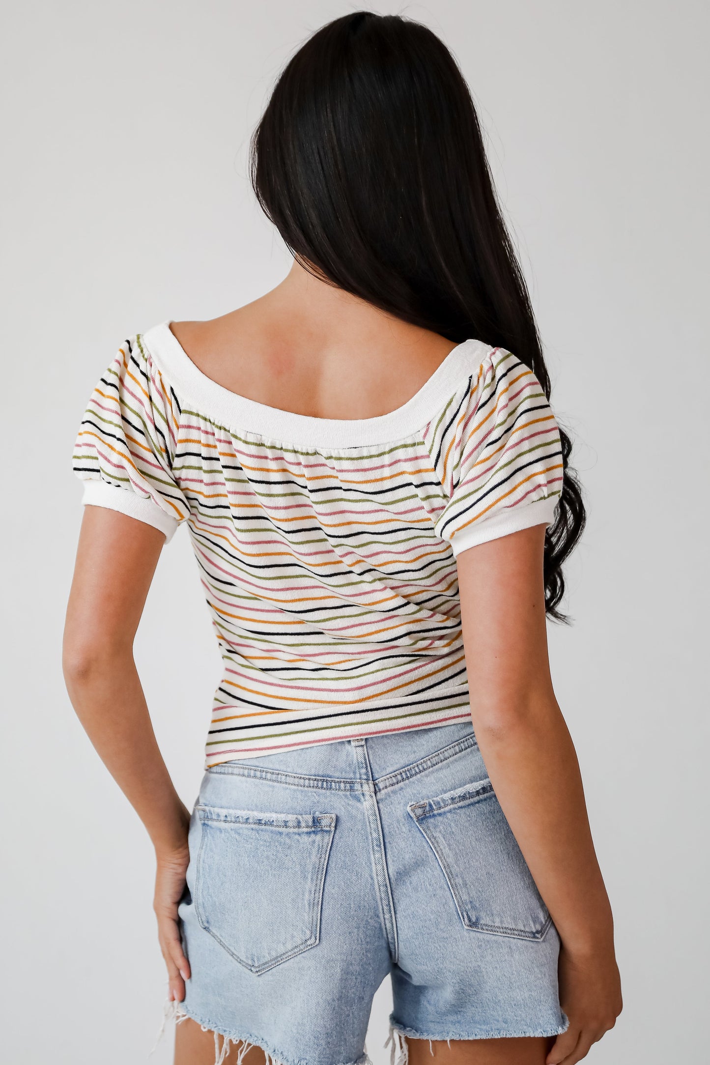 Beaming Perfection Ivory Striped Top - DU DEAL