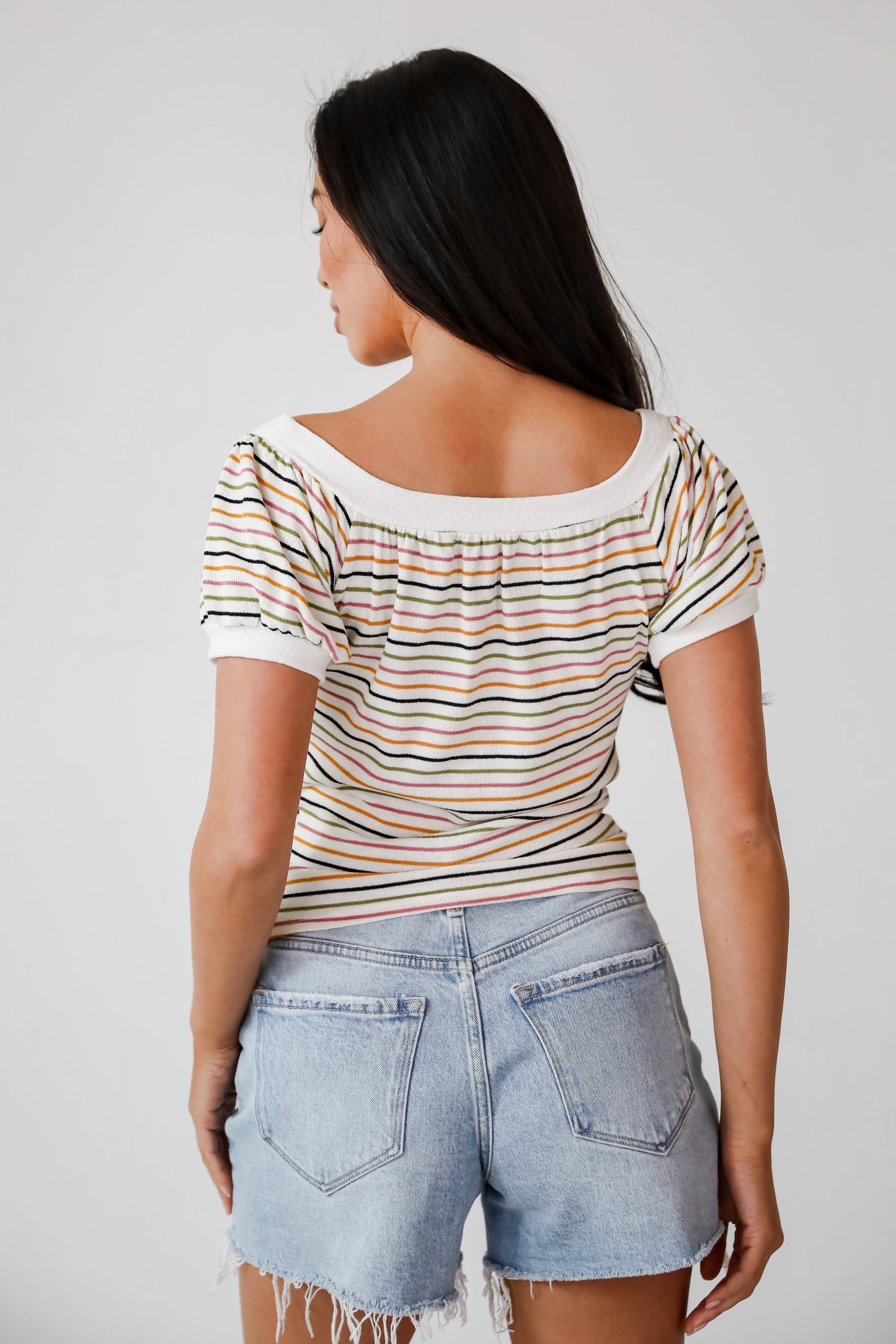 Beaming Perfection Ivory Striped Top - DU DEAL