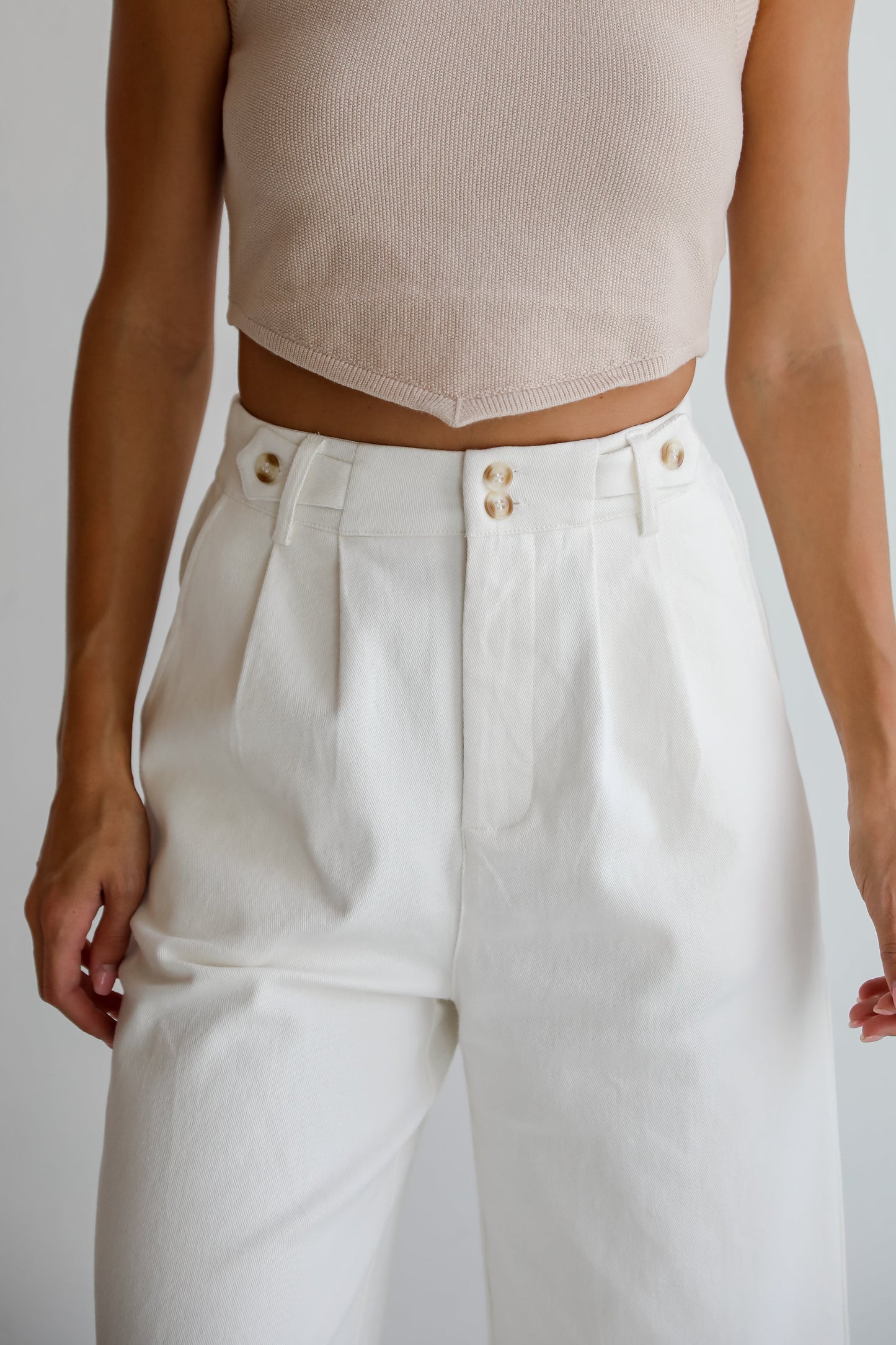 FINAL SALE - Posh Intent Ivory Wide Leg Trouser Jeans