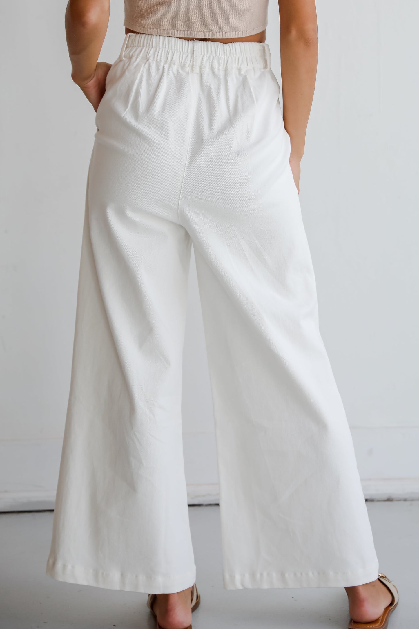 FINAL SALE - Posh Intent Ivory Wide Leg Trouser Jeans